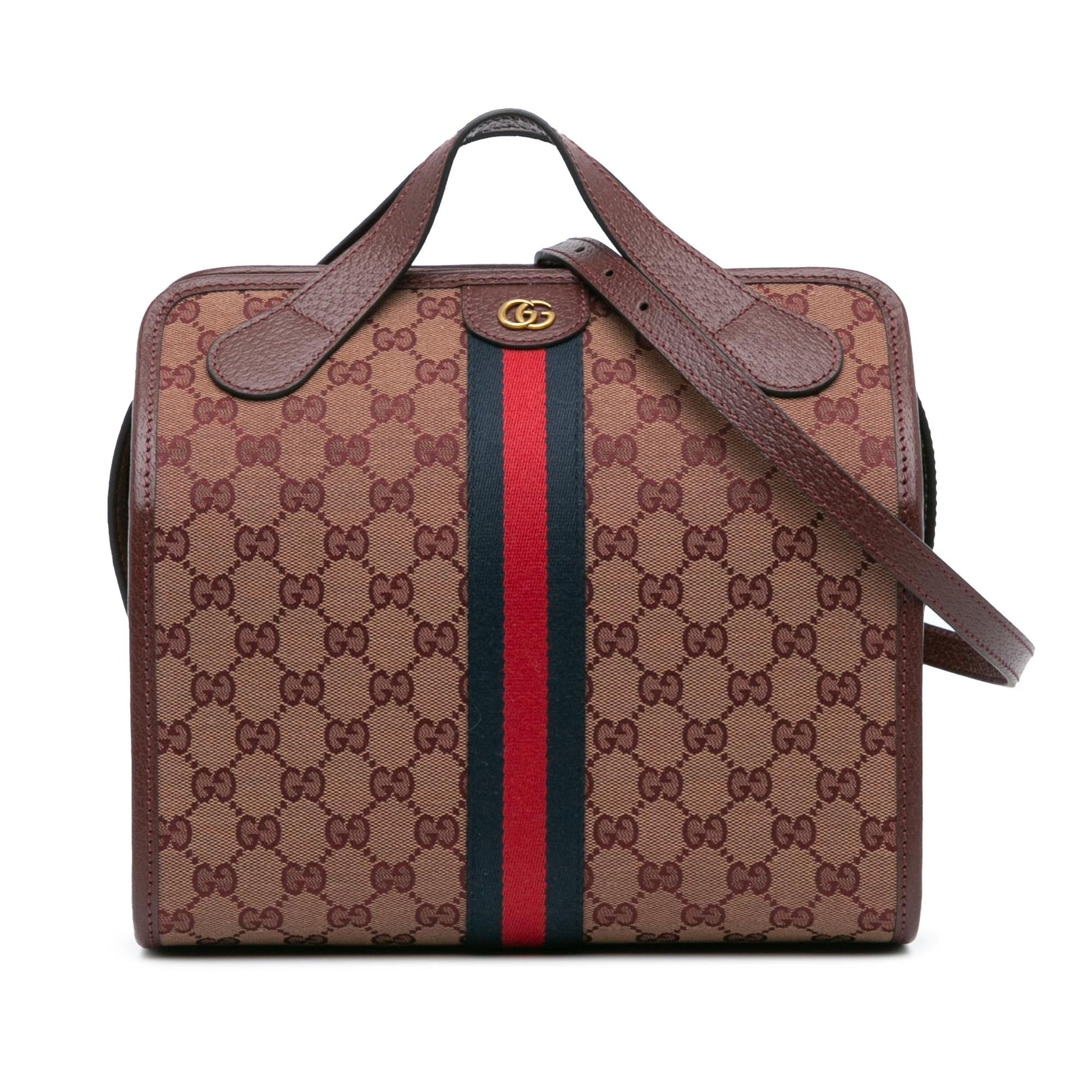 Gucci GG Ophidia Web Duffle SHG-W4bcwX Canvas Calf Red Mini Travel Bag