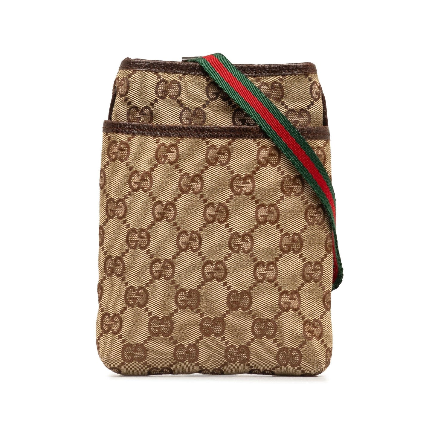 Gucci GG Web SHG-1cLFGf Canvas Brown Mini Crossbody Bag