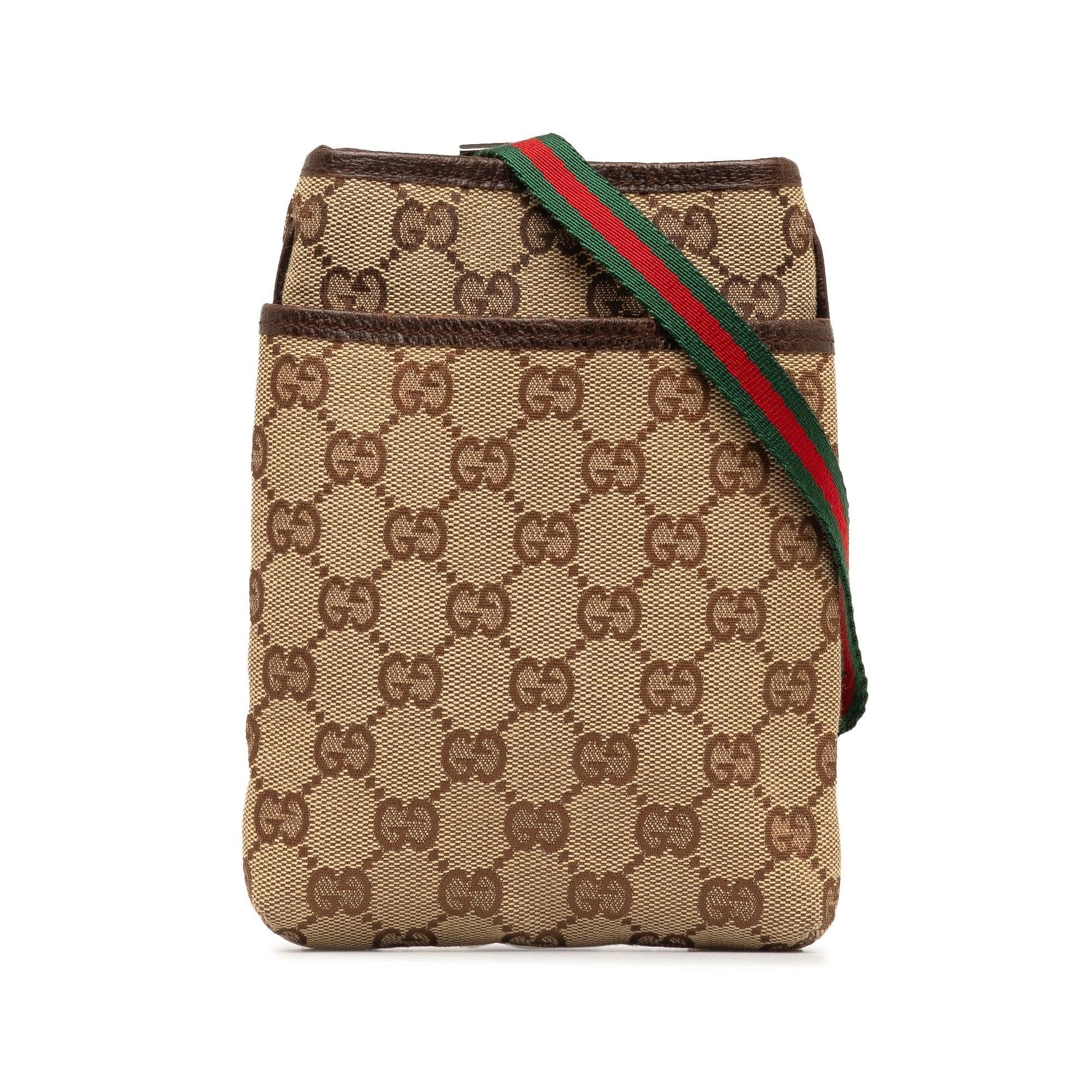 Gucci GG Web SHG-1cLFGf Canvas Brown Mini Crossbody Bag