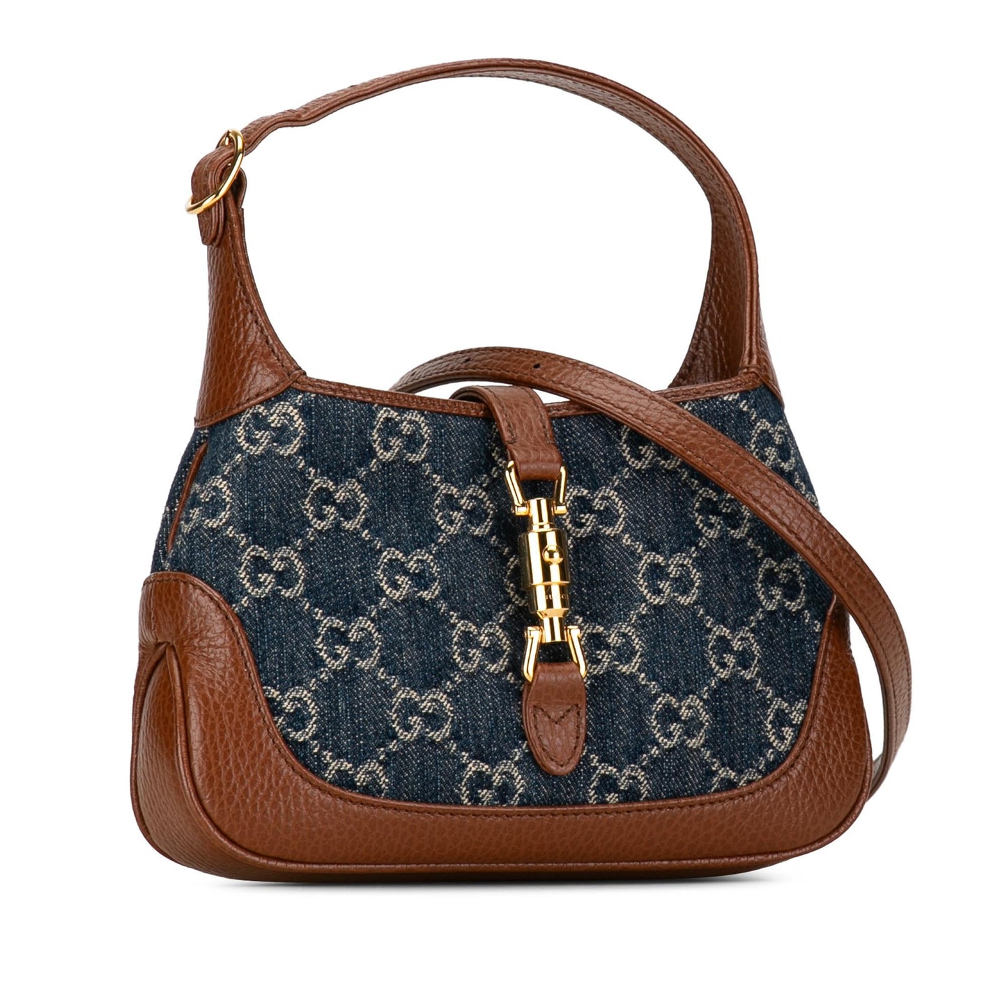 Gucci GG Jackie SHG-dokpc3 Denim Calf Brown Blue Crossbody Bag