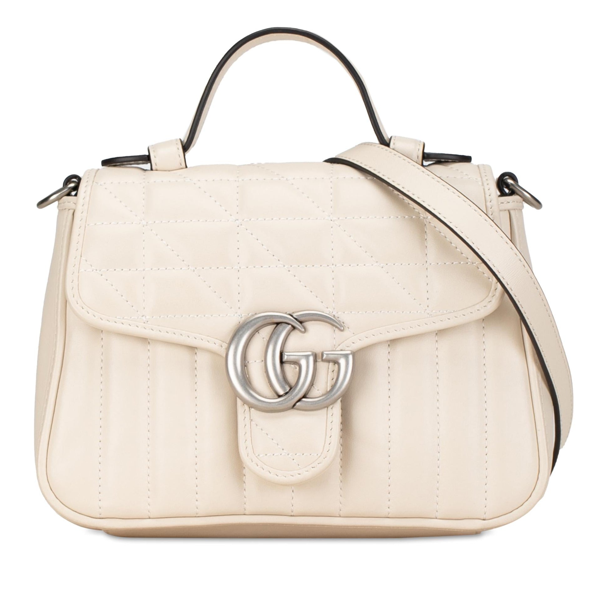 Gucci GG Marmont Aria Top Handle Matelasse Calf Brown Mini Satchel Bag