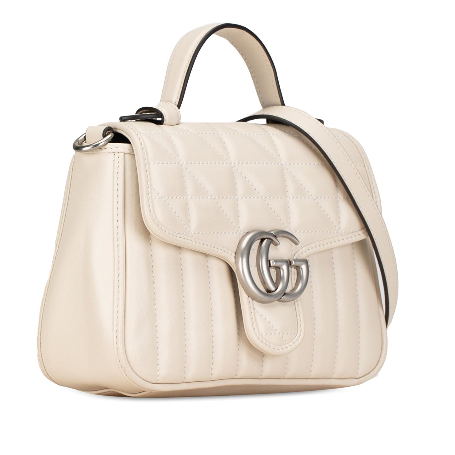Gucci GG Marmont Aria Top Handle Matelasse Calf Brown Mini Satchel Bag