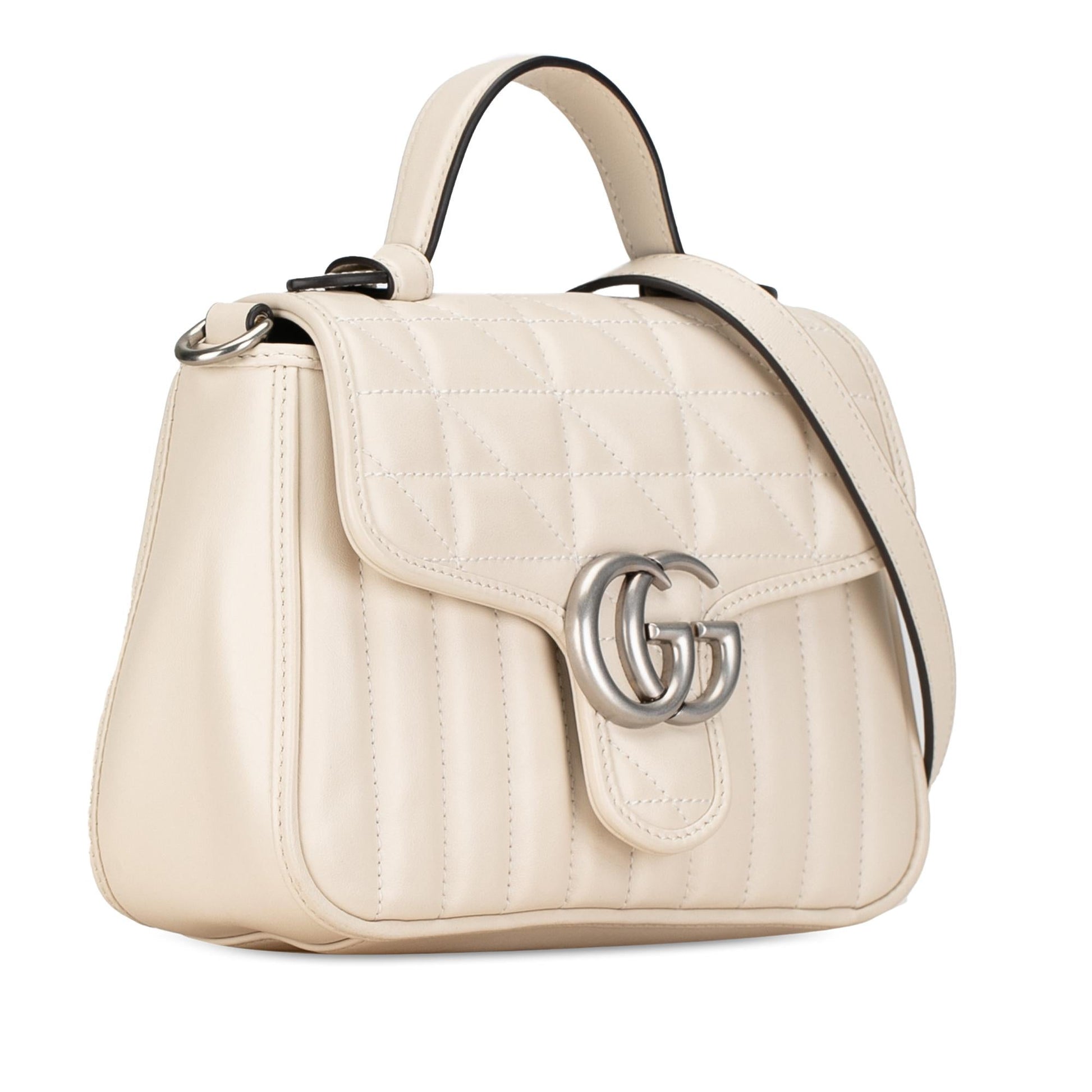 Gucci GG Marmont Aria Top Handle Matelasse Calf Brown Mini Satchel Bag