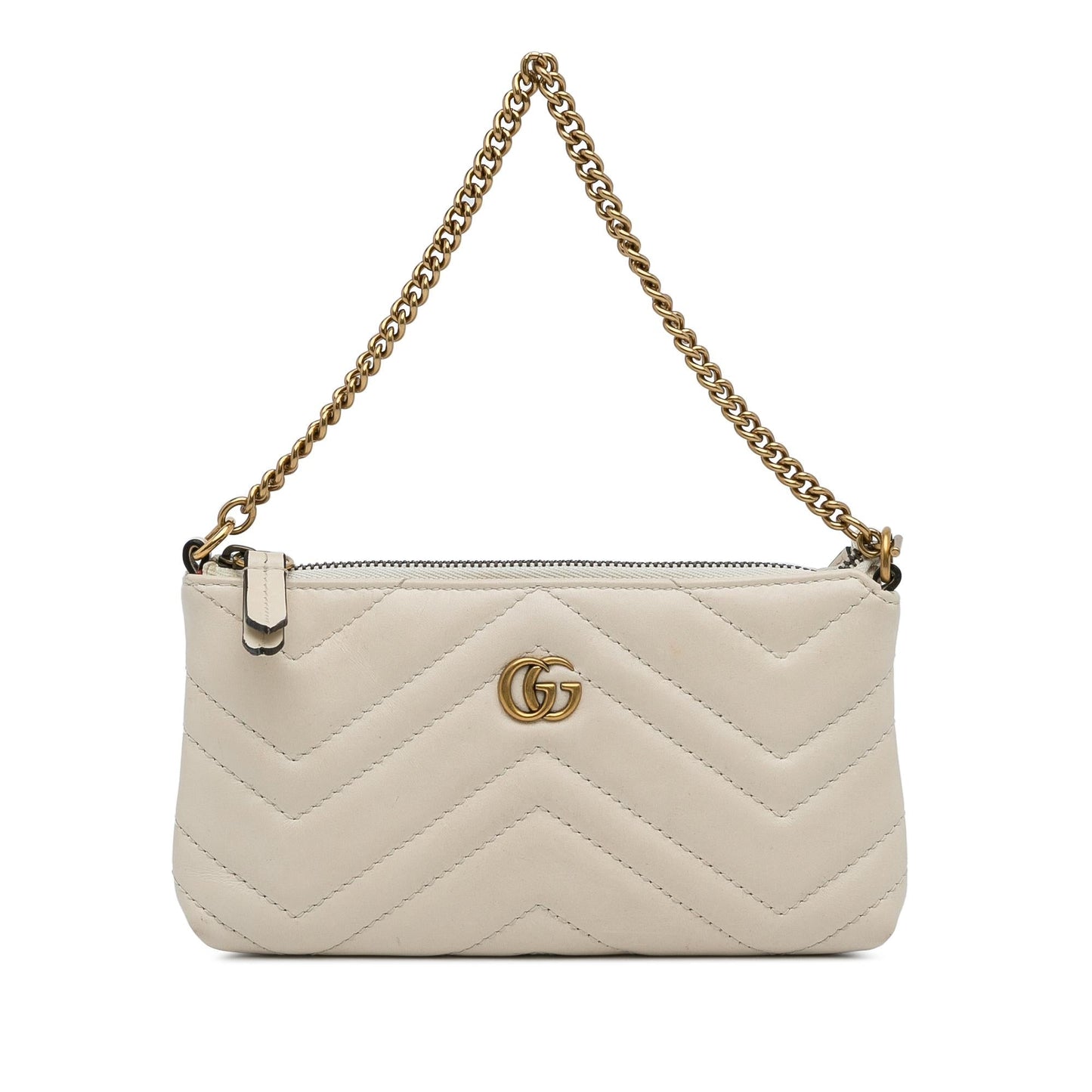 Gucci GG Marmont Baguette SHG-Rla7Nz Calf White Mini Chain Mini Bag