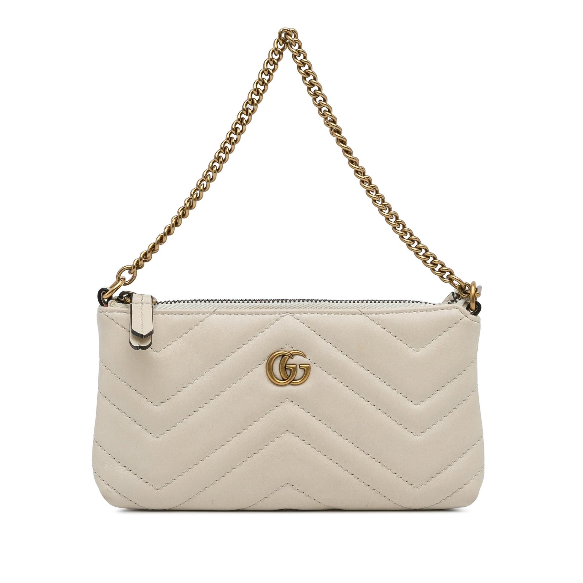 Gucci GG Marmont Baguette SHG-Rla7Nz Calf White Mini Chain Mini Bag