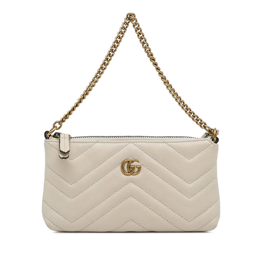 Gucci GG Marmont Baguette SHG-Rla7Nz Calf White Mini Chain Mini Bag