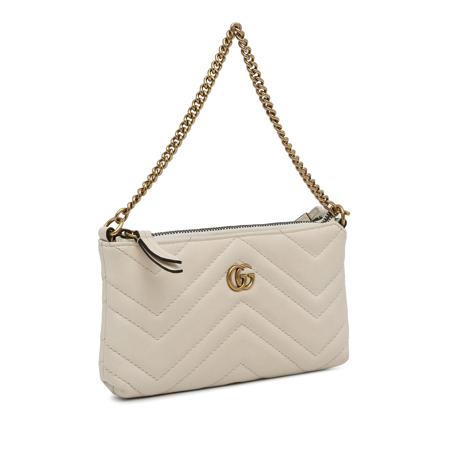 Gucci GG Marmont Baguette SHG-Rla7Nz Calf White Mini Chain Mini Bag