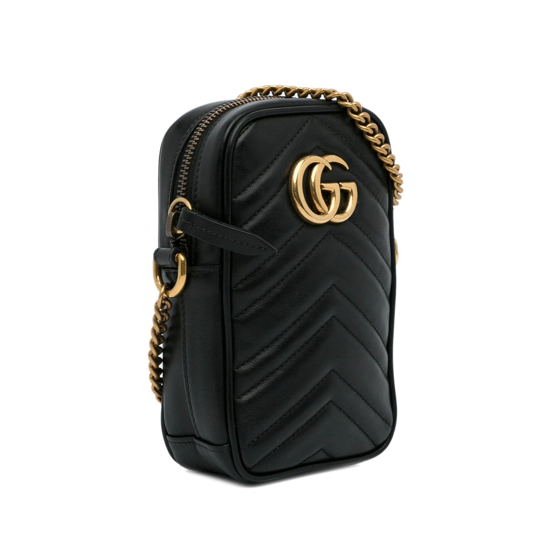 Gucci GG Marmont SHG-lsXYA5 Calf Black Mini Crossbody Bag