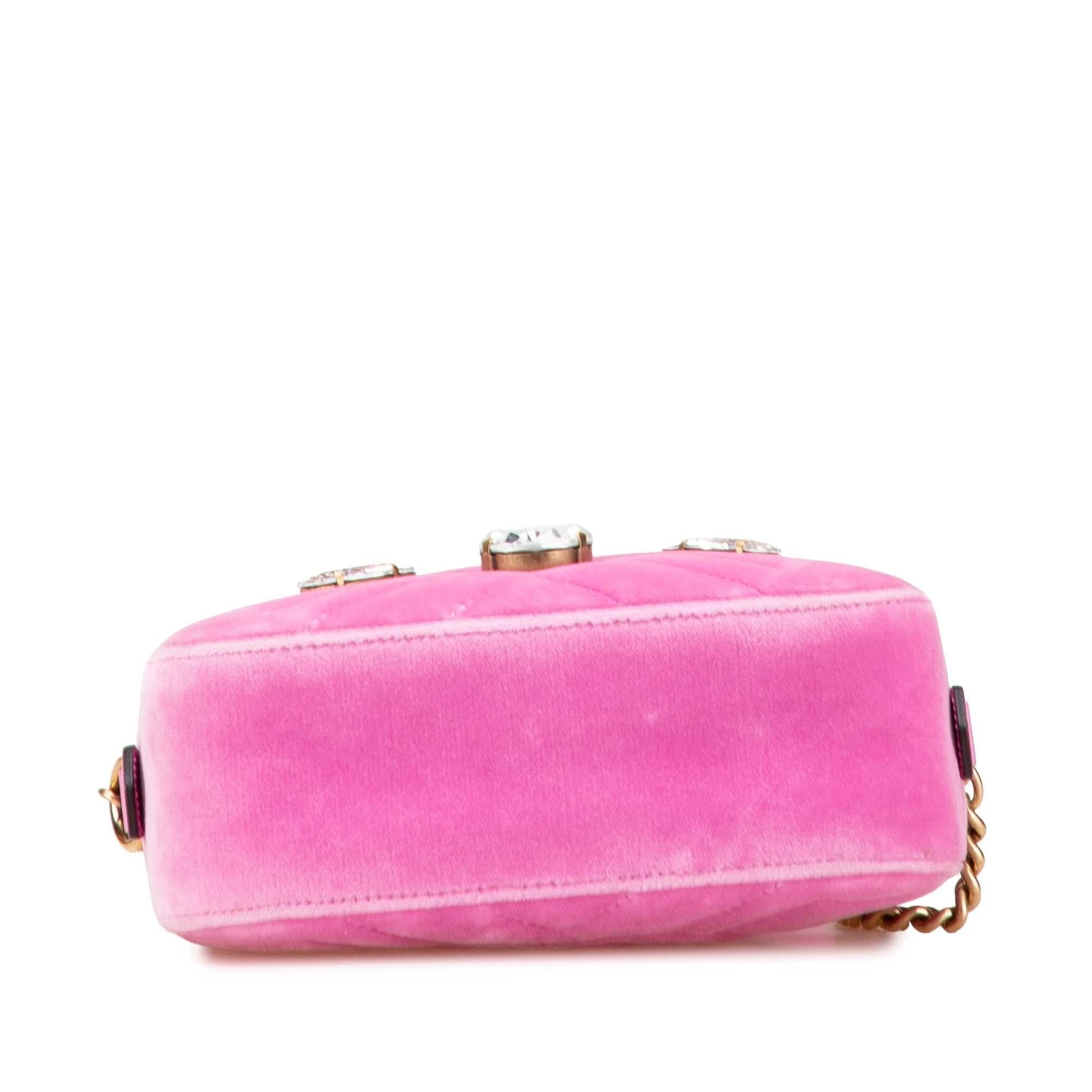 Gucci GG Marmont Crystal Embellished Velvet Matelasse Mini Crossbody Bag