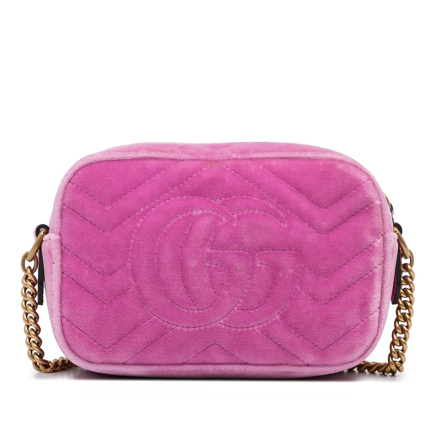 Gucci GG Marmont Crystal Embellished Velvet Pink Mini Crossbody Bag