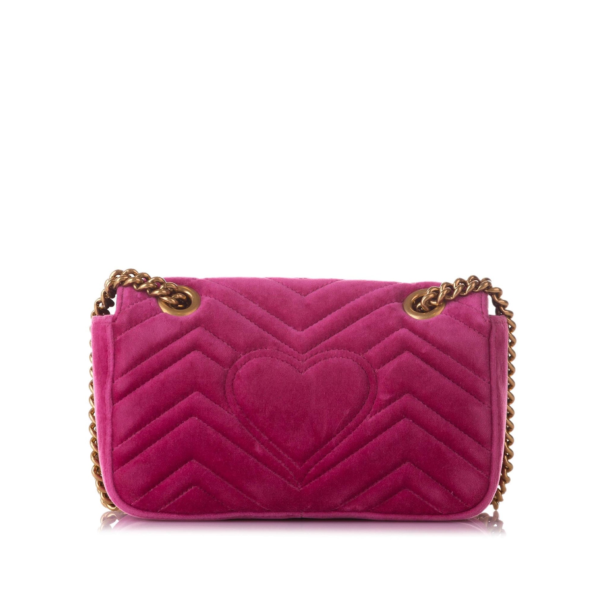 Gucci GG Marmont Embellished SHG-d9J815 Pink Mini Crossbody Bag