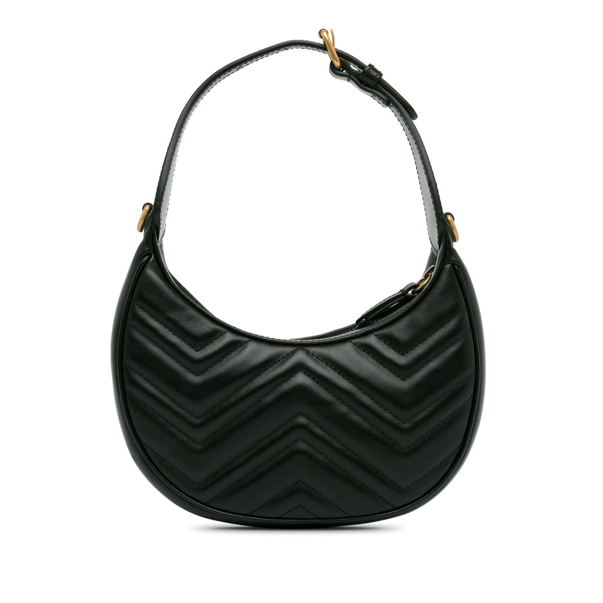 Gucci GG Marmont Half Moon SHG-ramOzt Calf Black Mini Satchel Bag