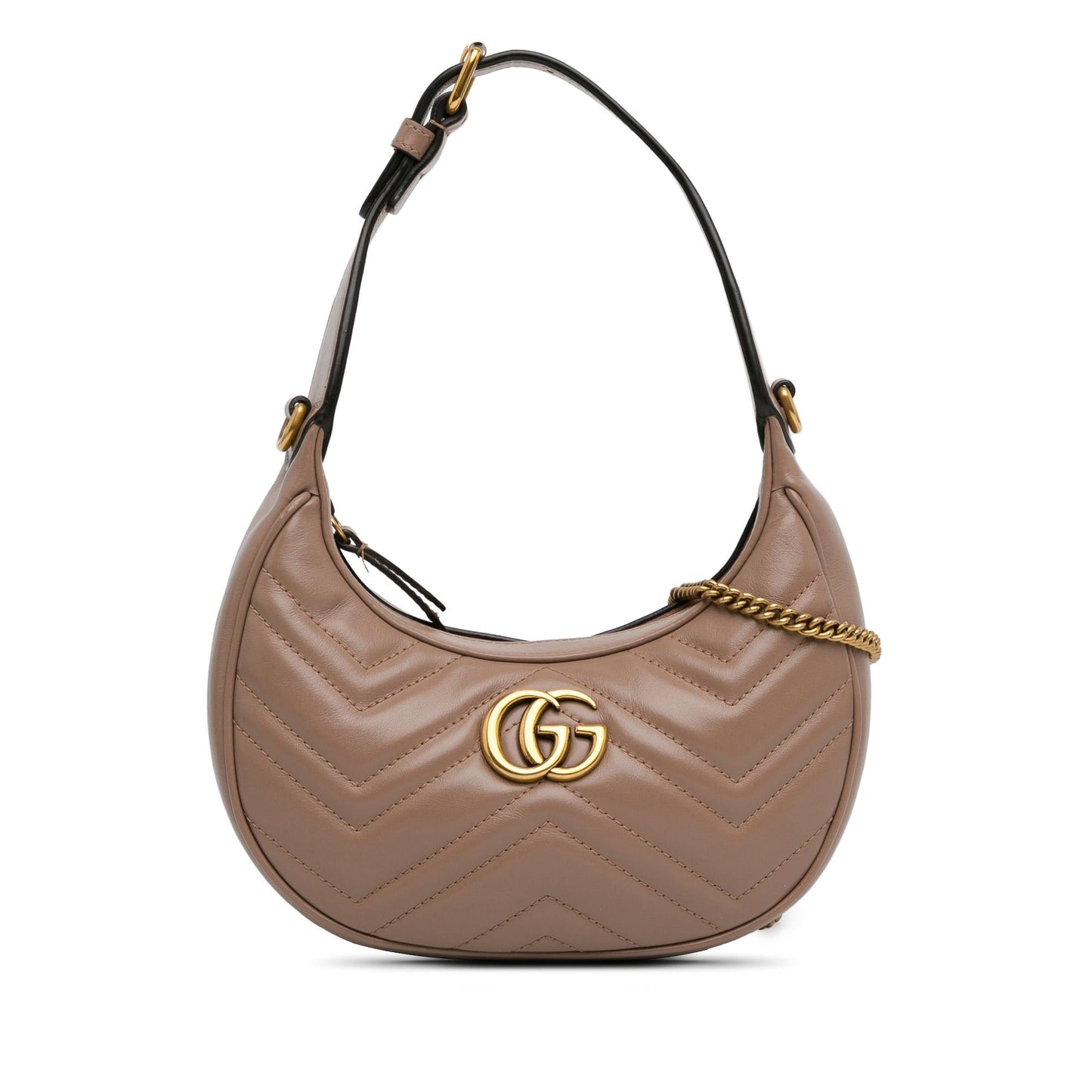 Gucci GG Marmont Half Moon SHG-IhG8D5 Calf Brown Mini Satchel Bag