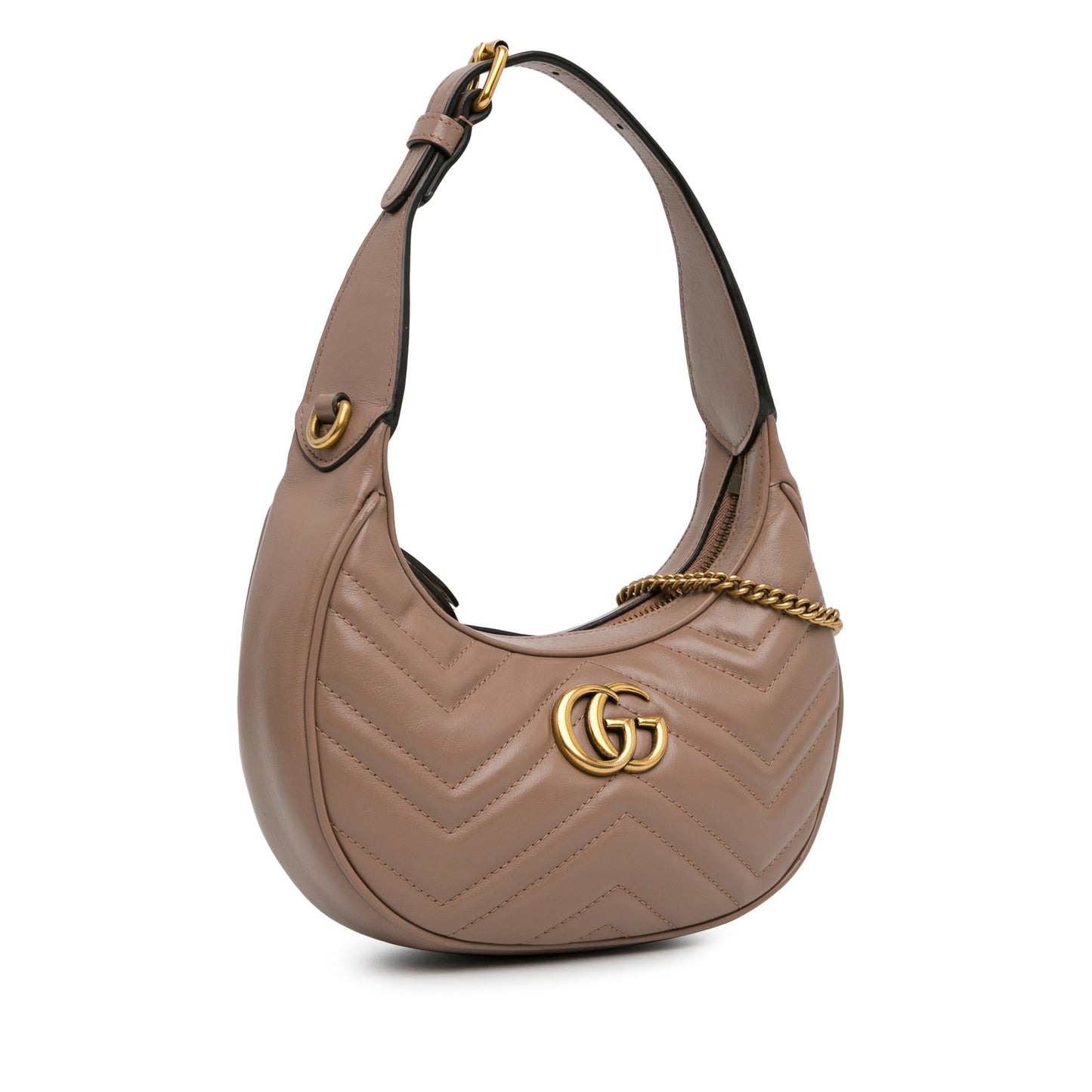Gucci GG Marmont Half Moon SHG-IhG8D5 Calf Brown Mini Satchel Bag