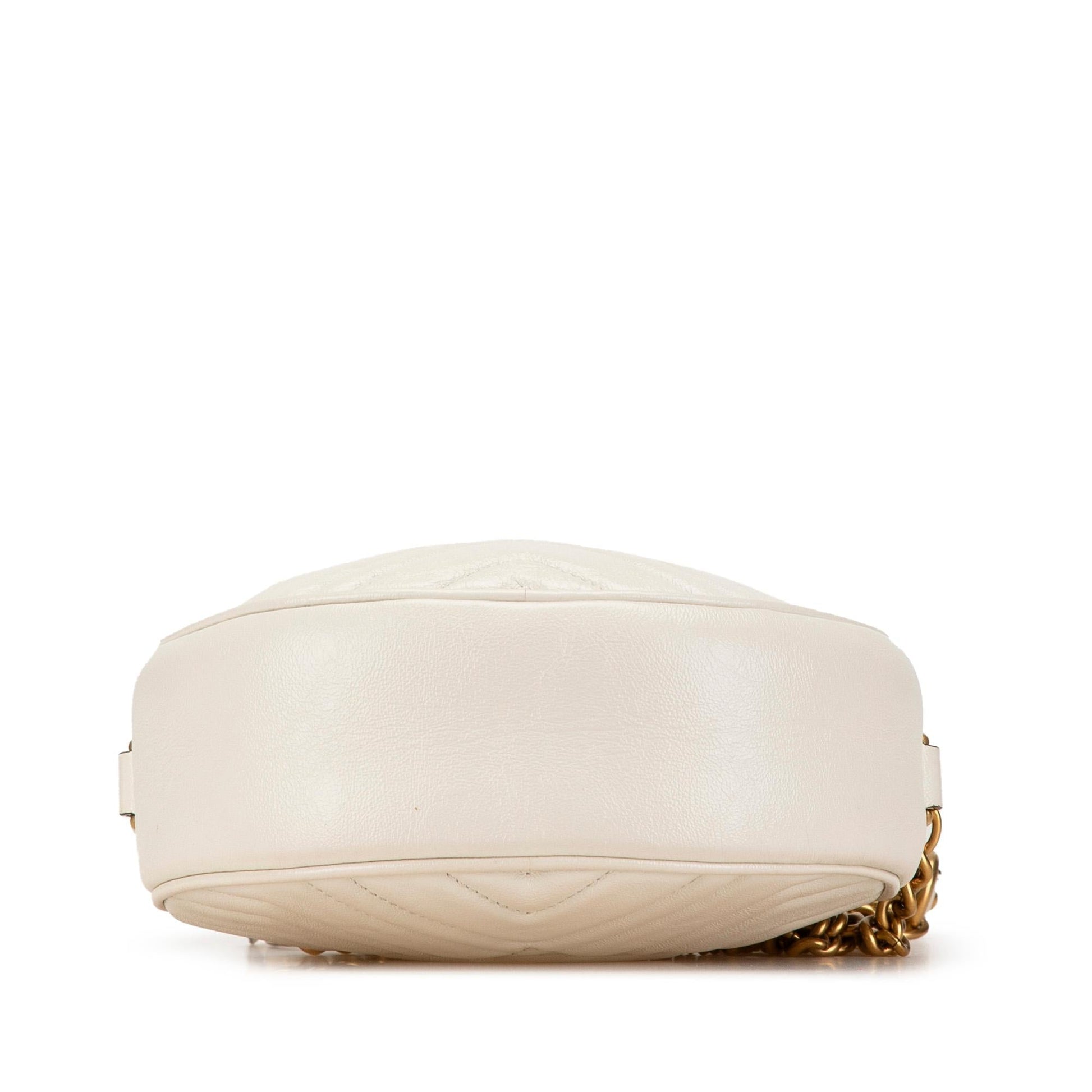 Gucci GG Marmont Round Matelasse Leather Calf White Crossbody Bag