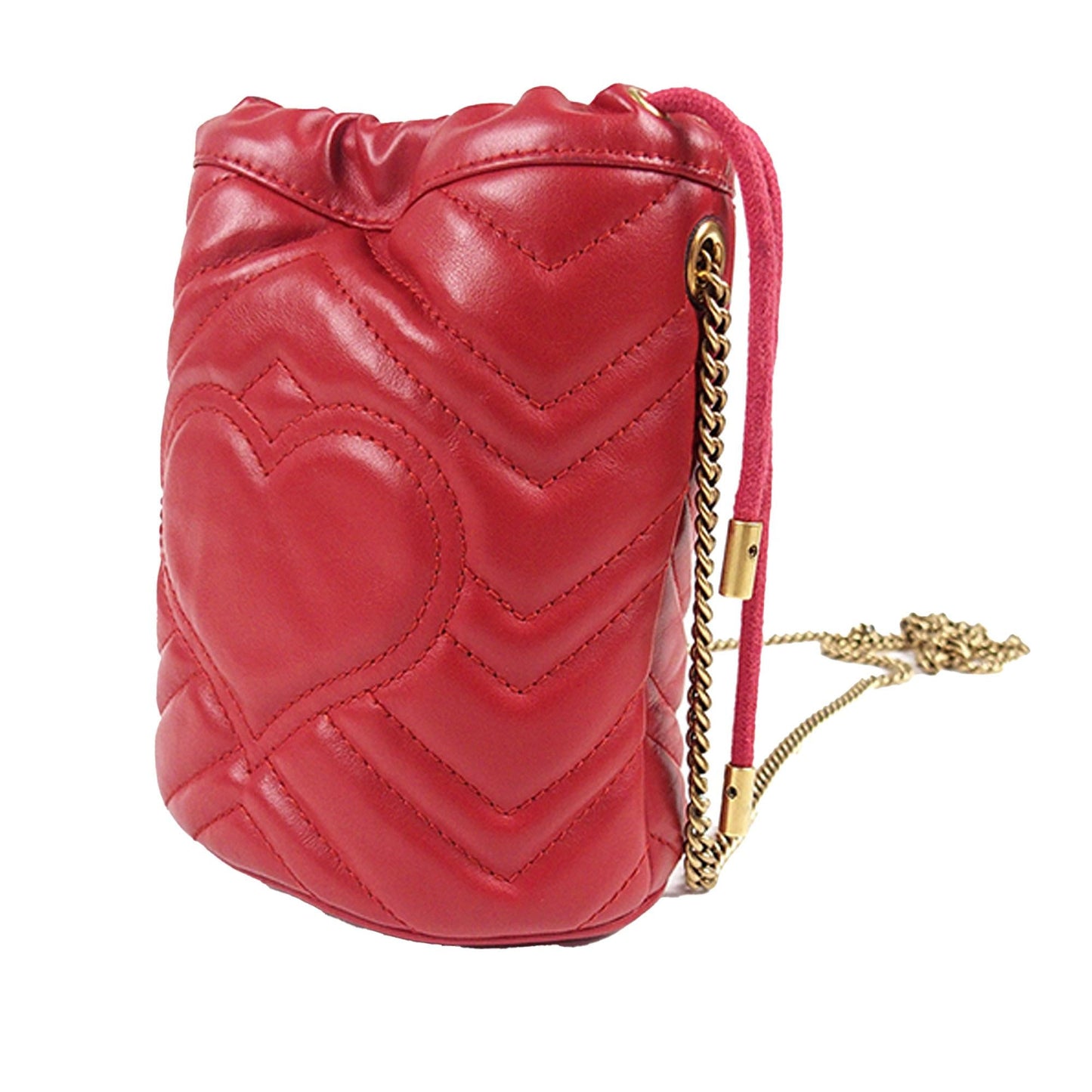 Gucci GG Marmont Bucket SHG-XIRopl Matelasse Calf Red Mini Shoulder Bag