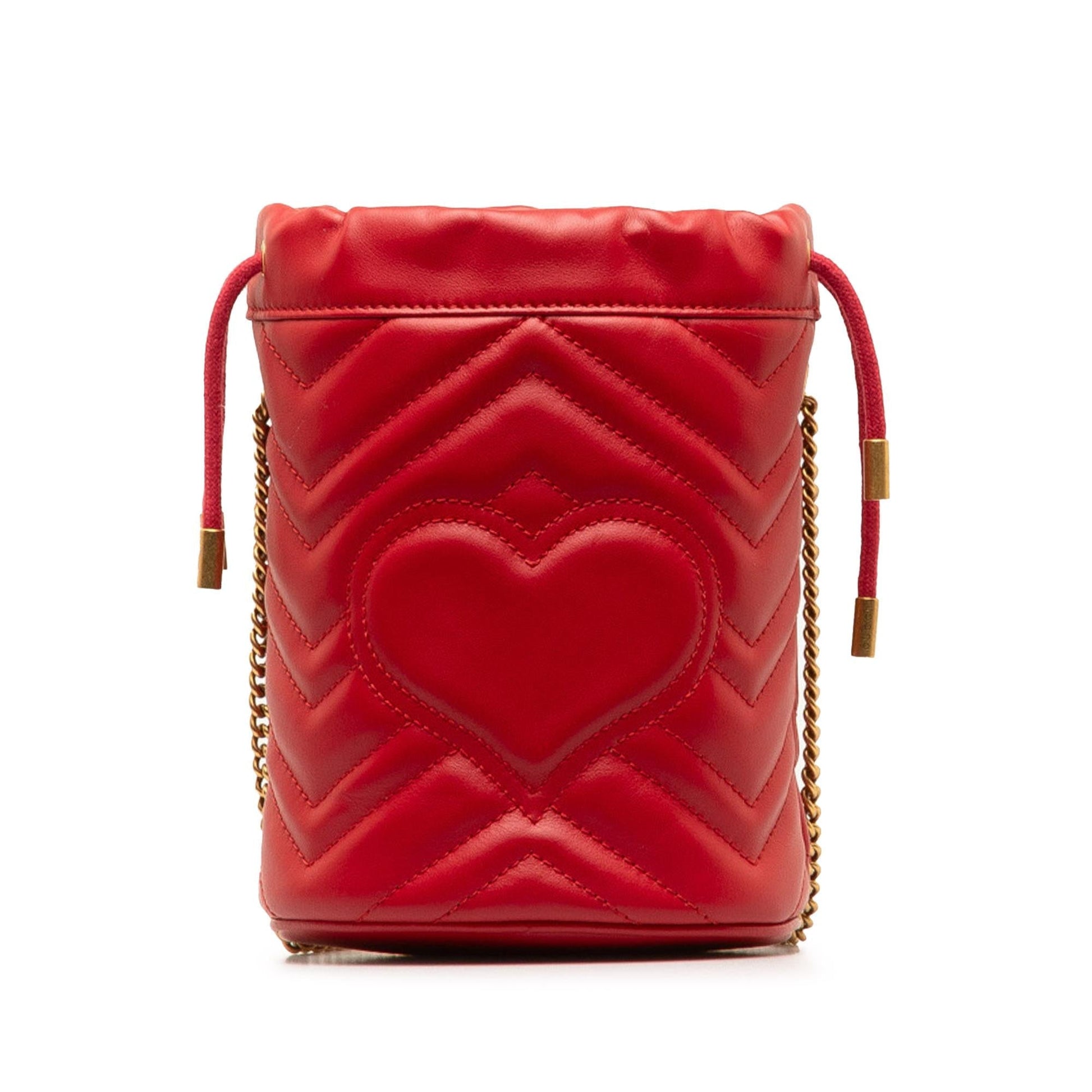 Gucci GG Marmont Bucket SHG-mU1NG8 Matelasse Calf Red Mini Shoulder Bag