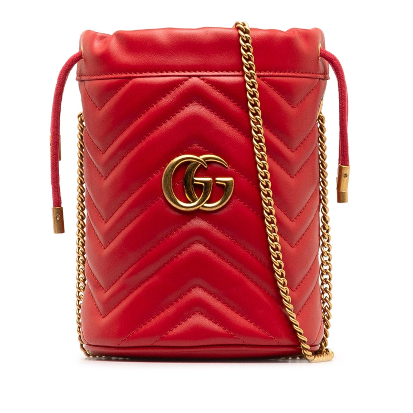 Gucci GG Marmont Bucket SHG-mU1NG8 Matelasse Calf Red Mini Shoulder Bag