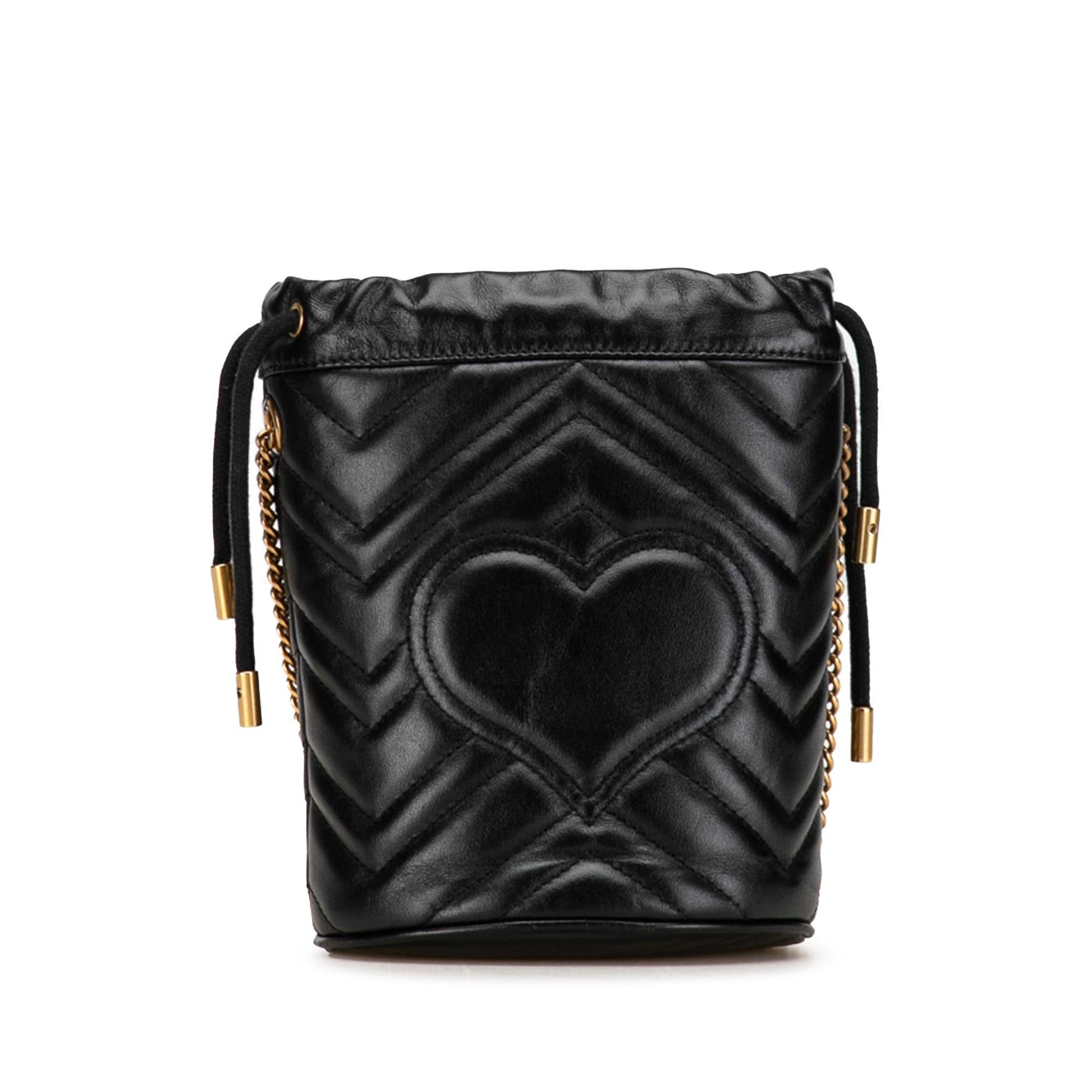 Gucci GG Marmont Bucket Matelasse Calf Black Mini Shoulder Bag
