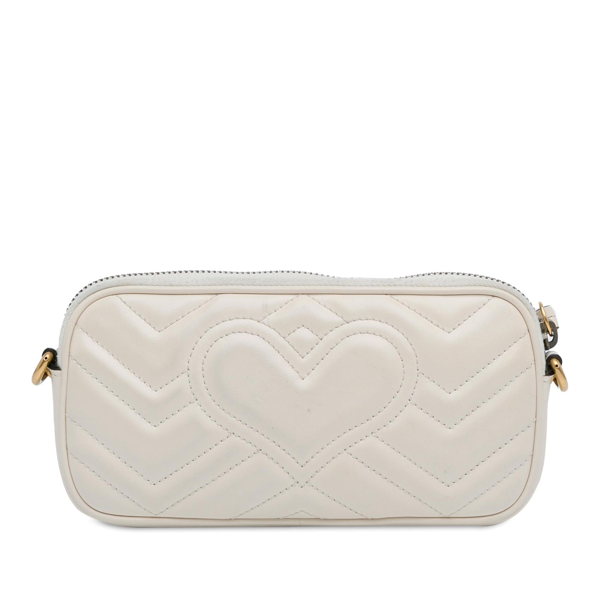 Gucci GG Marmont Camera SHG-ORpyrF Matelasse Calf White Mini Crossbody Bag