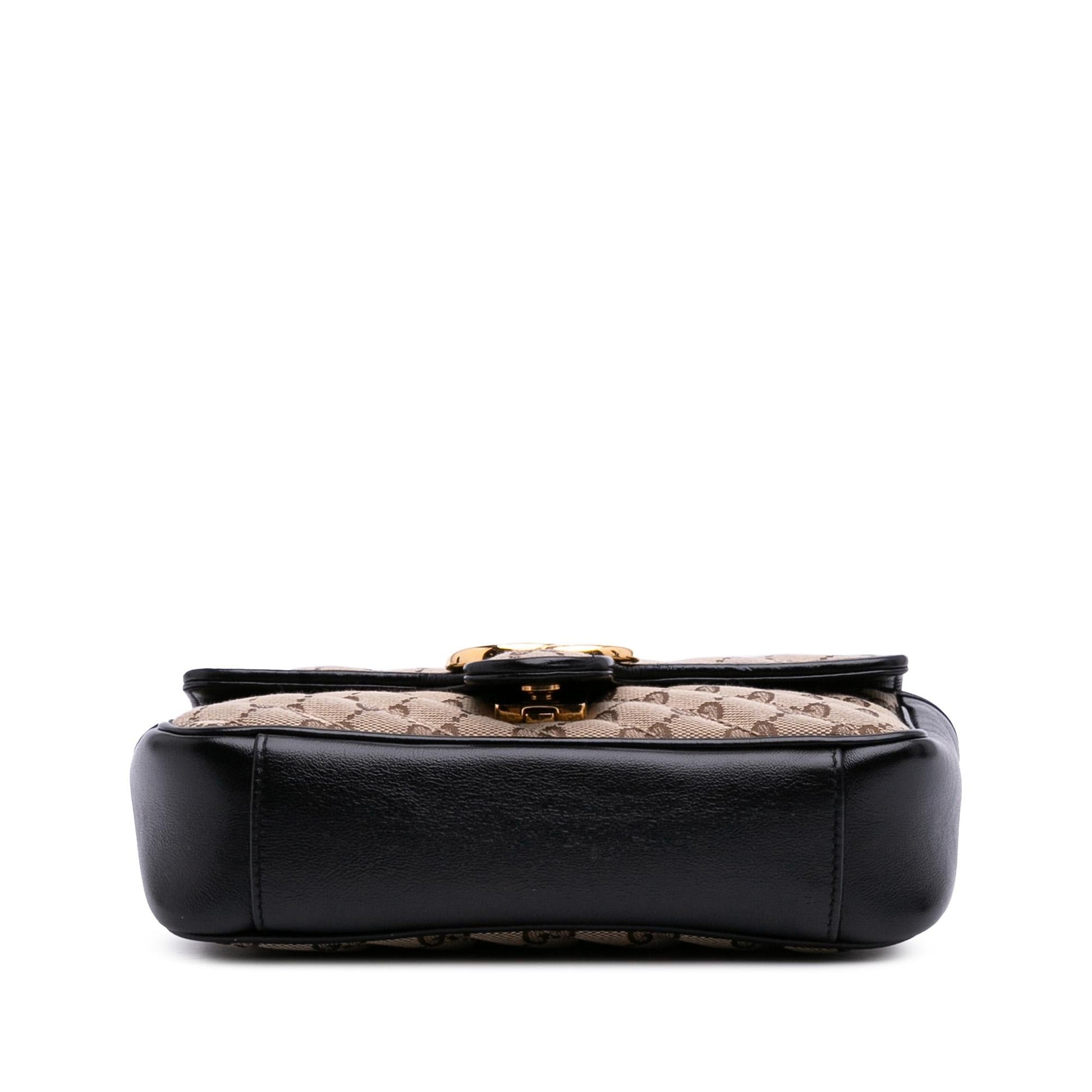 Gucci GG Marmont Flap Matelasse Canvas Calf Black Crossbody Bag