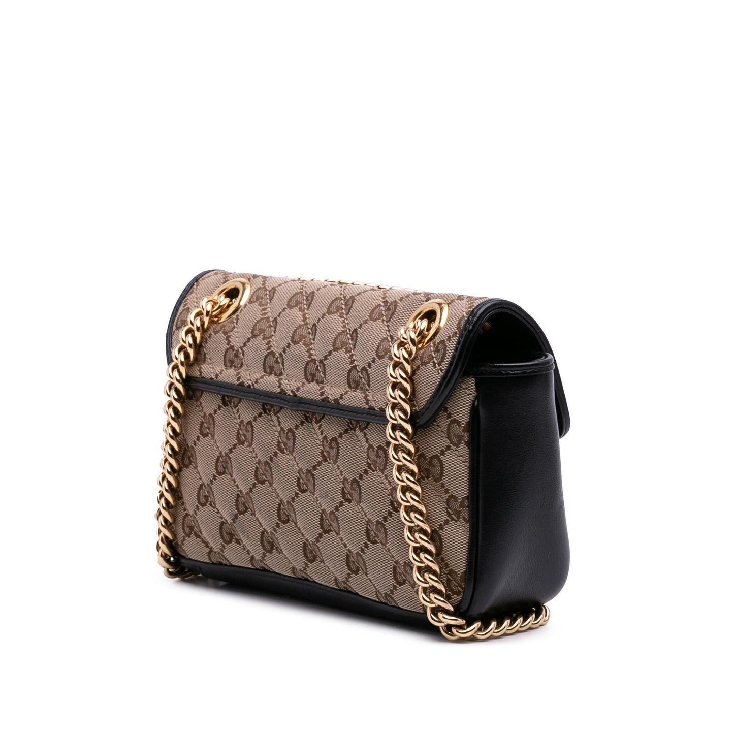 Gucci GG Marmont Flap Matelasse Canvas Calf Black Crossbody Bag