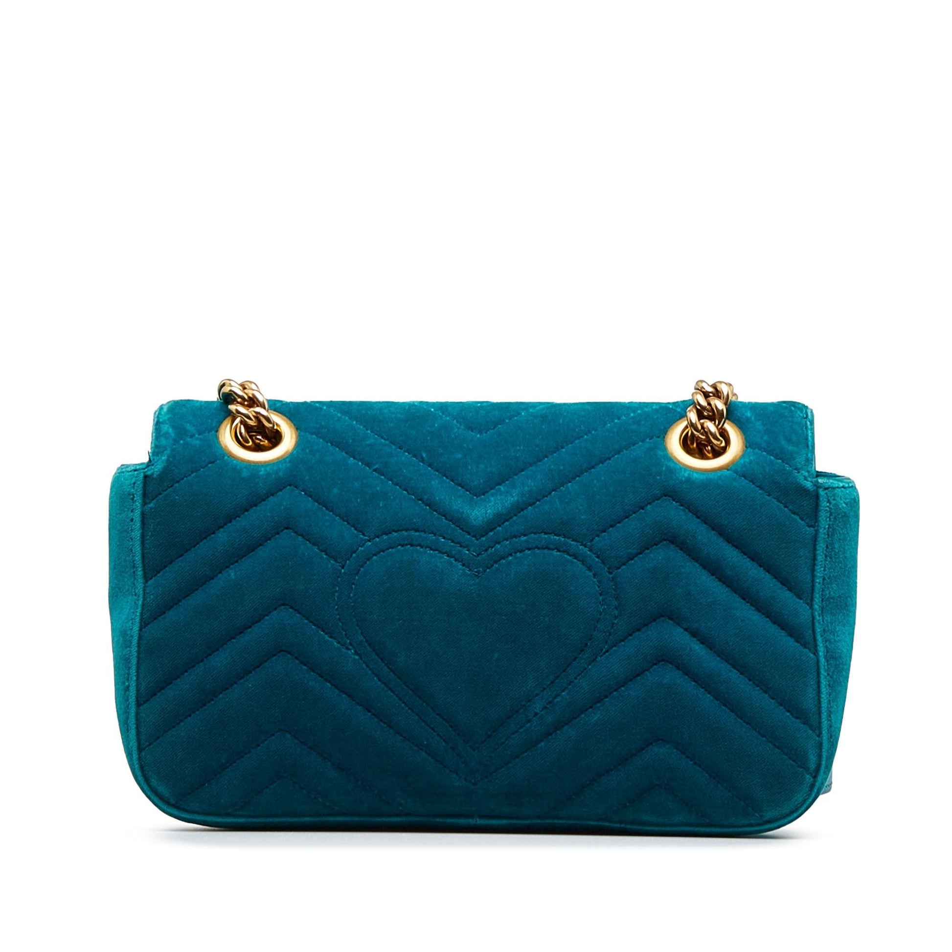 Gucci GG Marmont SHG-UK5p9R Matelasse Blue Mini Crossbody Bag