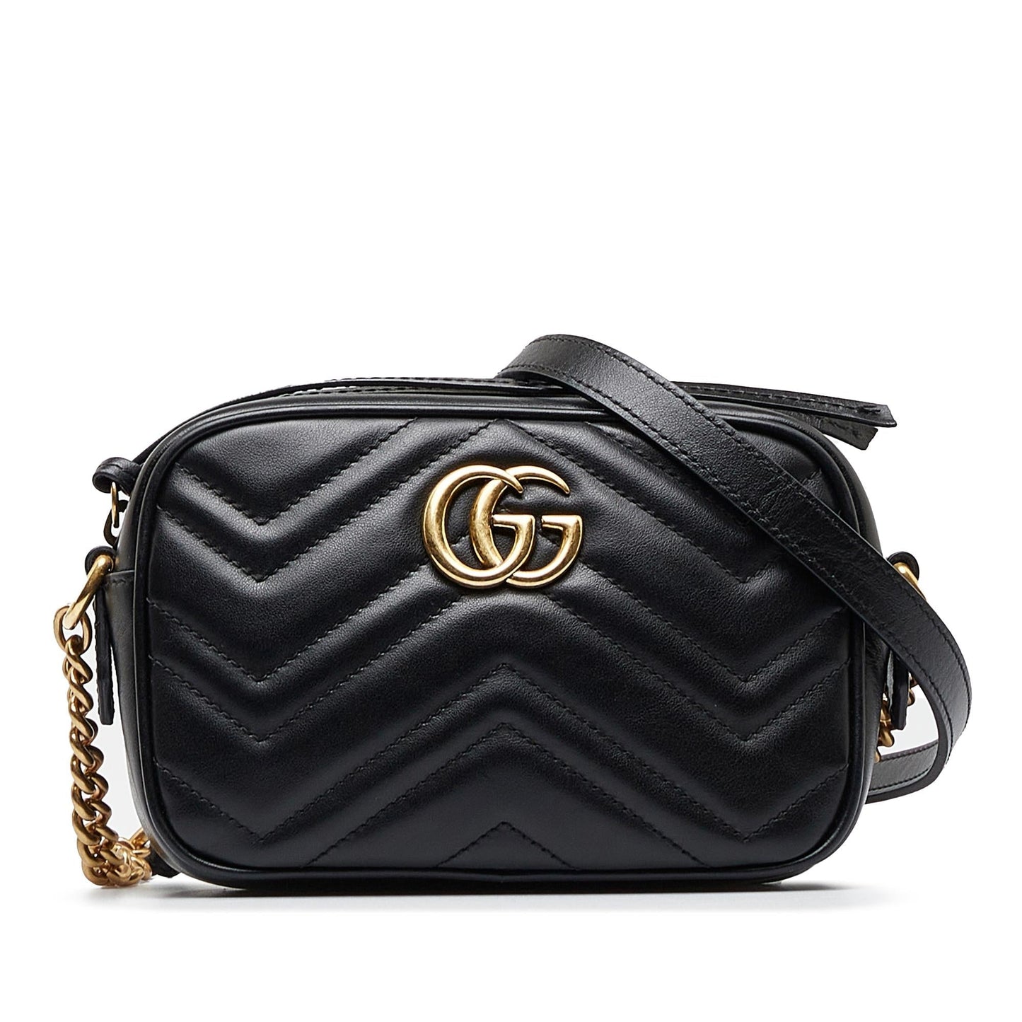Gucci GG Marmont SHG-uuNtOh Matelasse Calf Black Mini Crossbody Bag