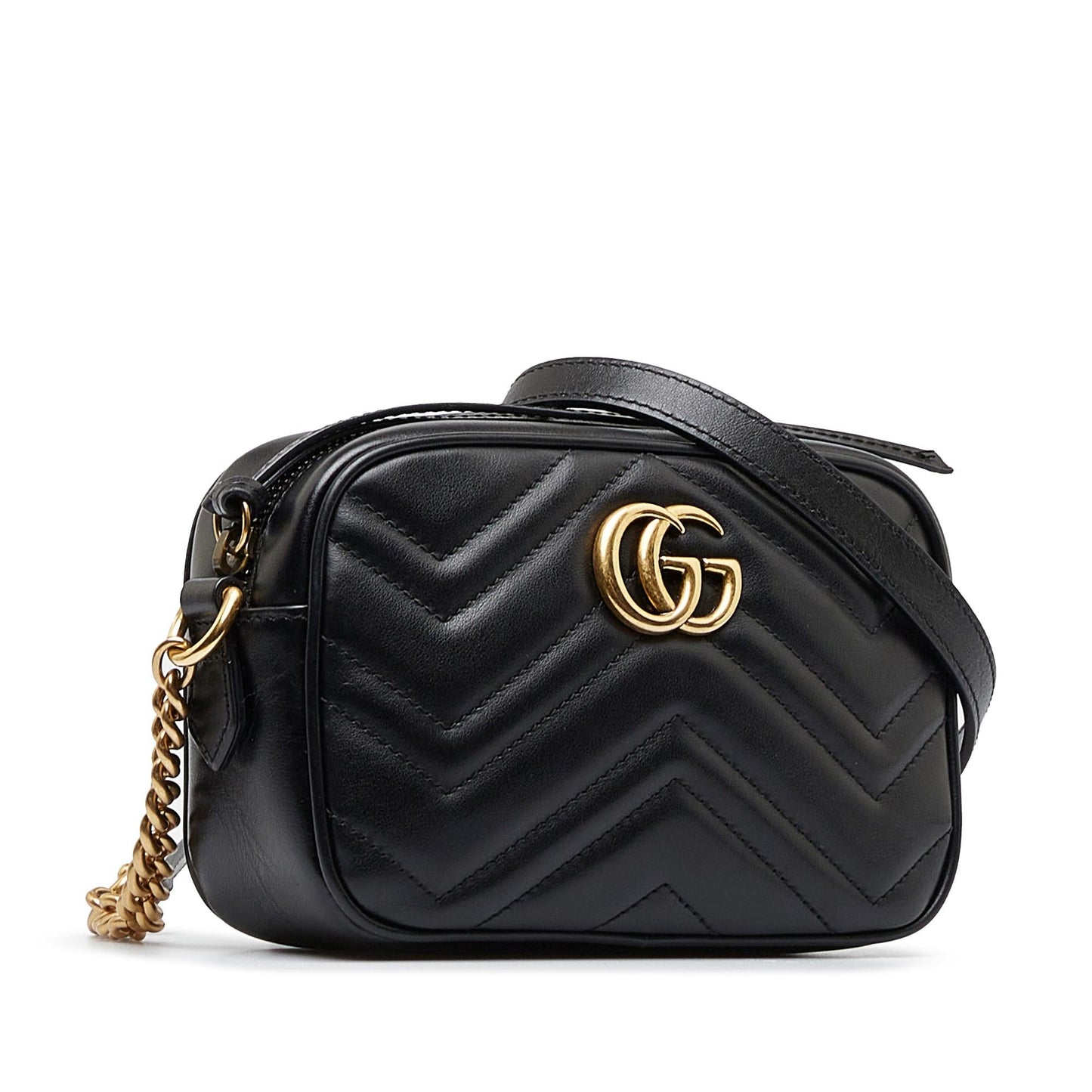 Gucci GG Marmont SHG-uuNtOh Matelasse Calf Black Mini Crossbody Bag