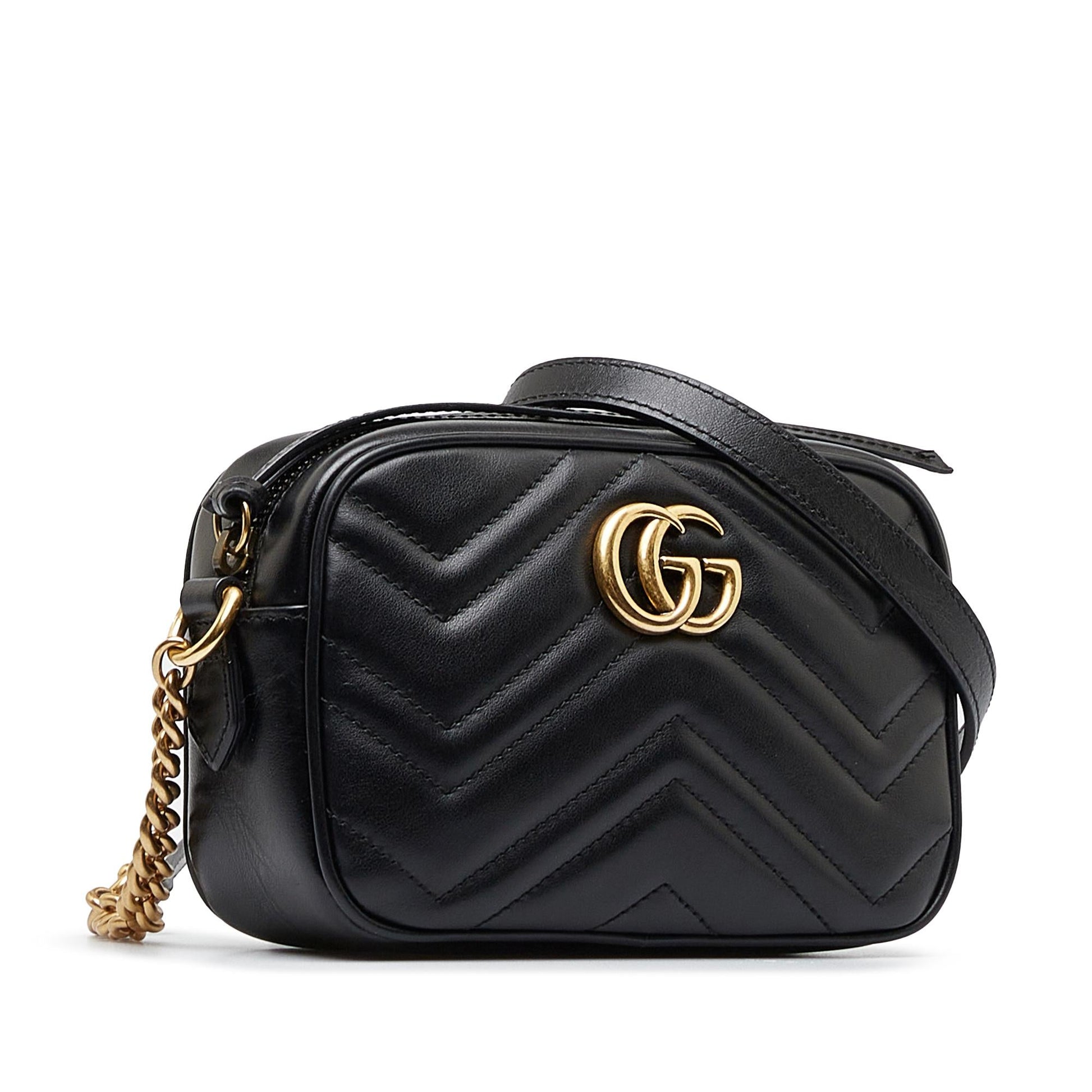 Gucci GG Marmont SHG-uuNtOh Matelasse Calf Black Mini Crossbody Bag