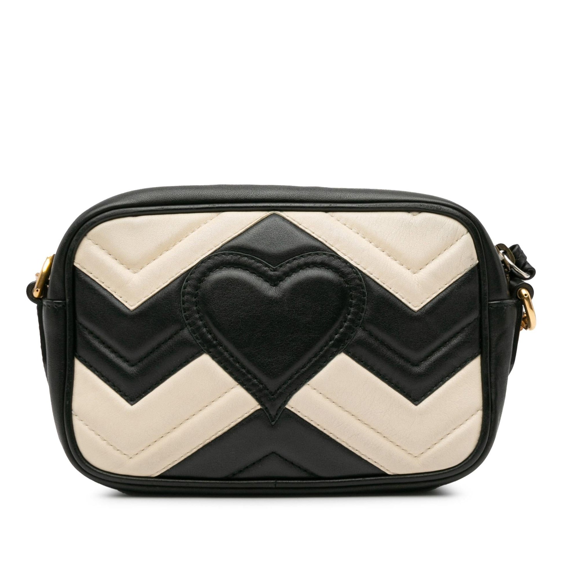 Gucci GG Marmont SHG-MNuK5d Matelasse Calf Black White Crossbody Bag