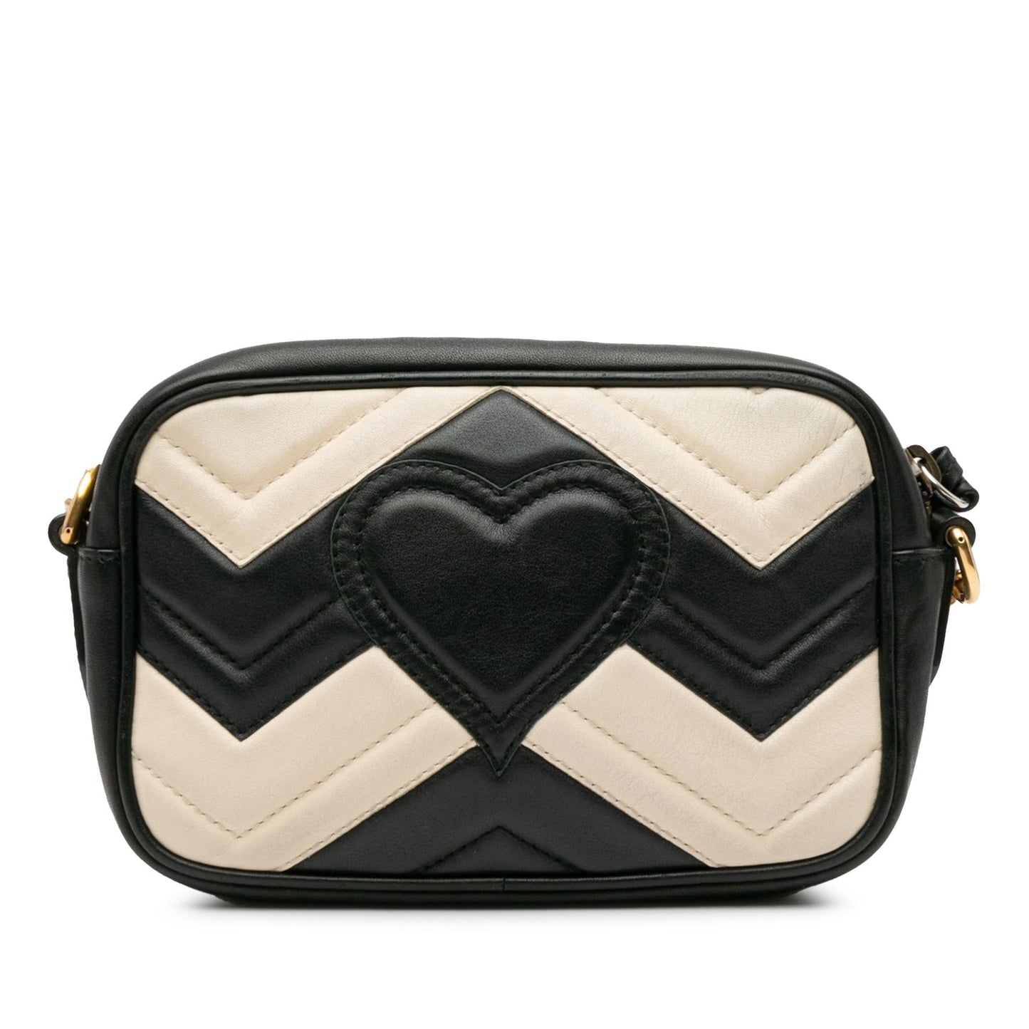Gucci GG Marmont SHG-dRMB0t Matelasse Calf Black White Crossbody Bag