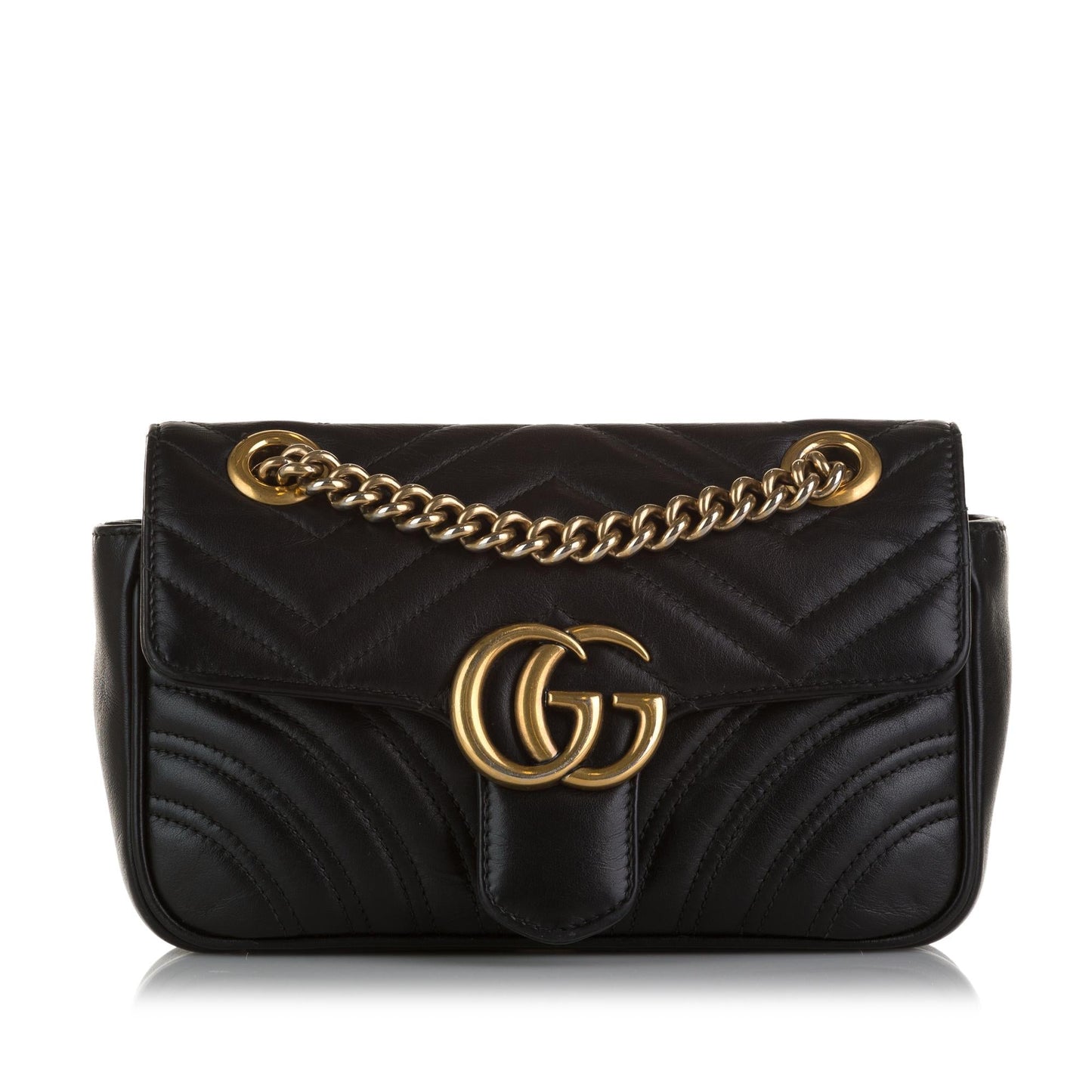 Gucci GG Marmont SHG-olqVD2 Matelasse Calf Black Mini Crossbody Bag