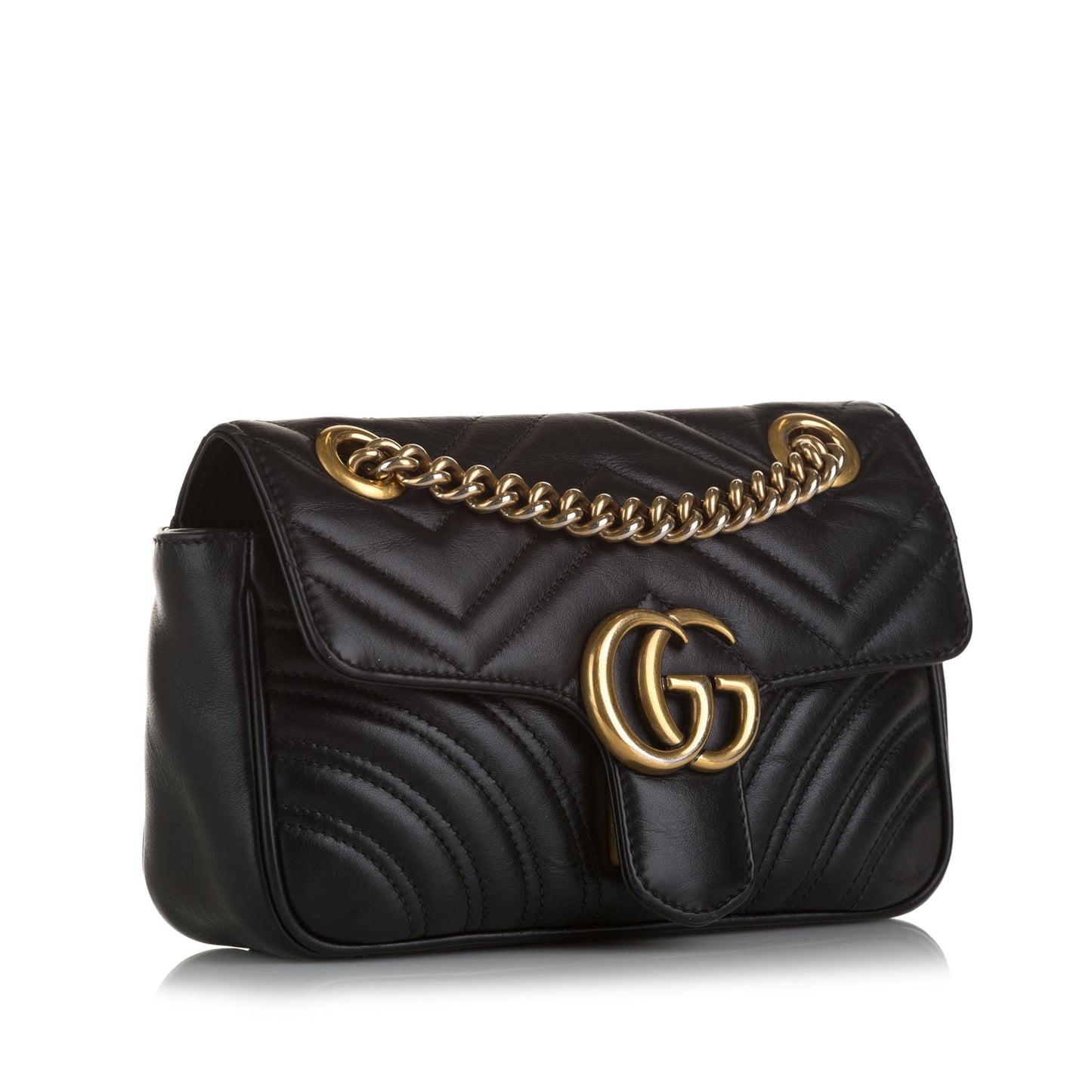 Gucci GG Marmont SHG-olqVD2 Matelasse Calf Black Mini Crossbody Bag