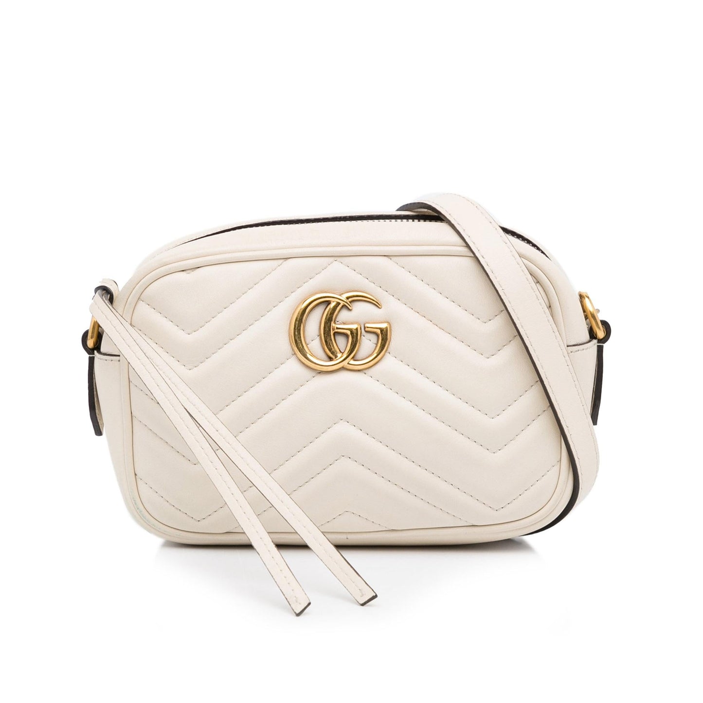 Gucci GG Marmont SHG-hPqMcj Matelasse Calf White Mini Crossbody Bag