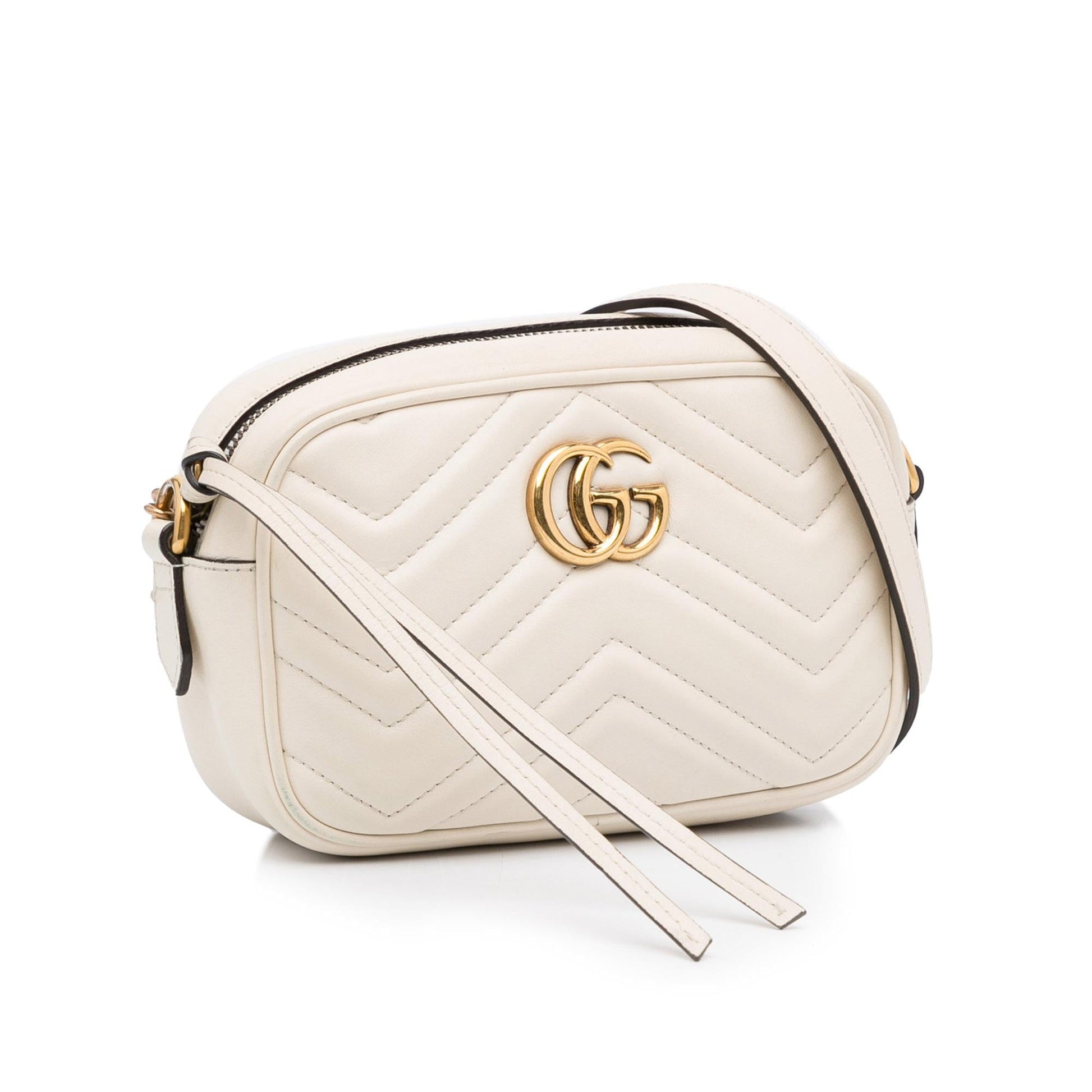 Gucci GG Marmont SHG-hPqMcj Matelasse Calf White Mini Crossbody Bag