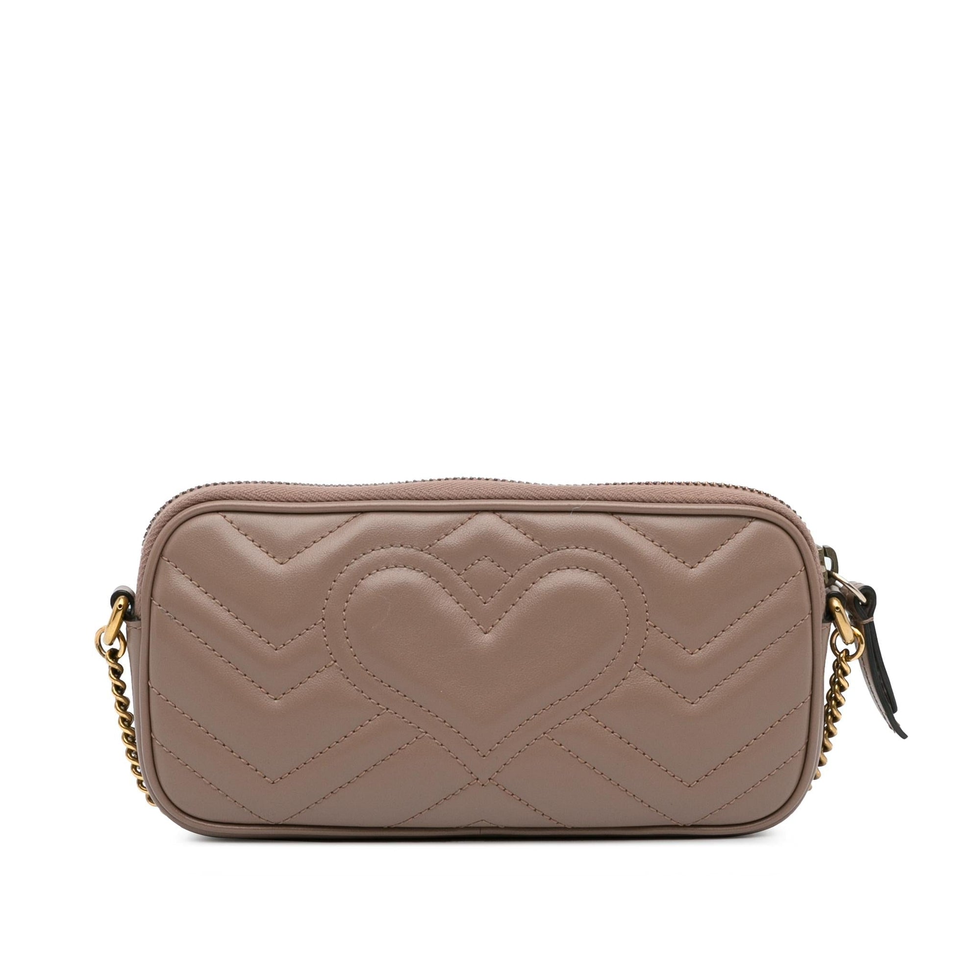 Gucci GG Marmont SHG-lhU1gO Matelasse Calf Brown Mini Crossbody Bag