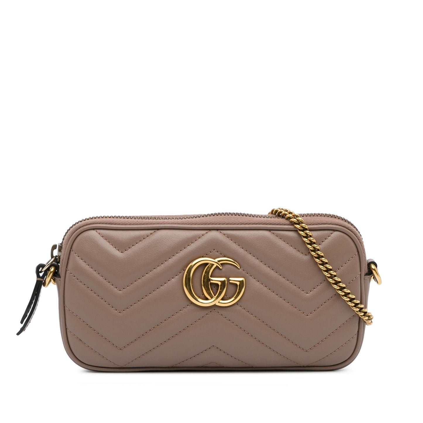 Gucci GG Marmont SHG-lhU1gO Matelasse Calf Brown Mini Crossbody Bag