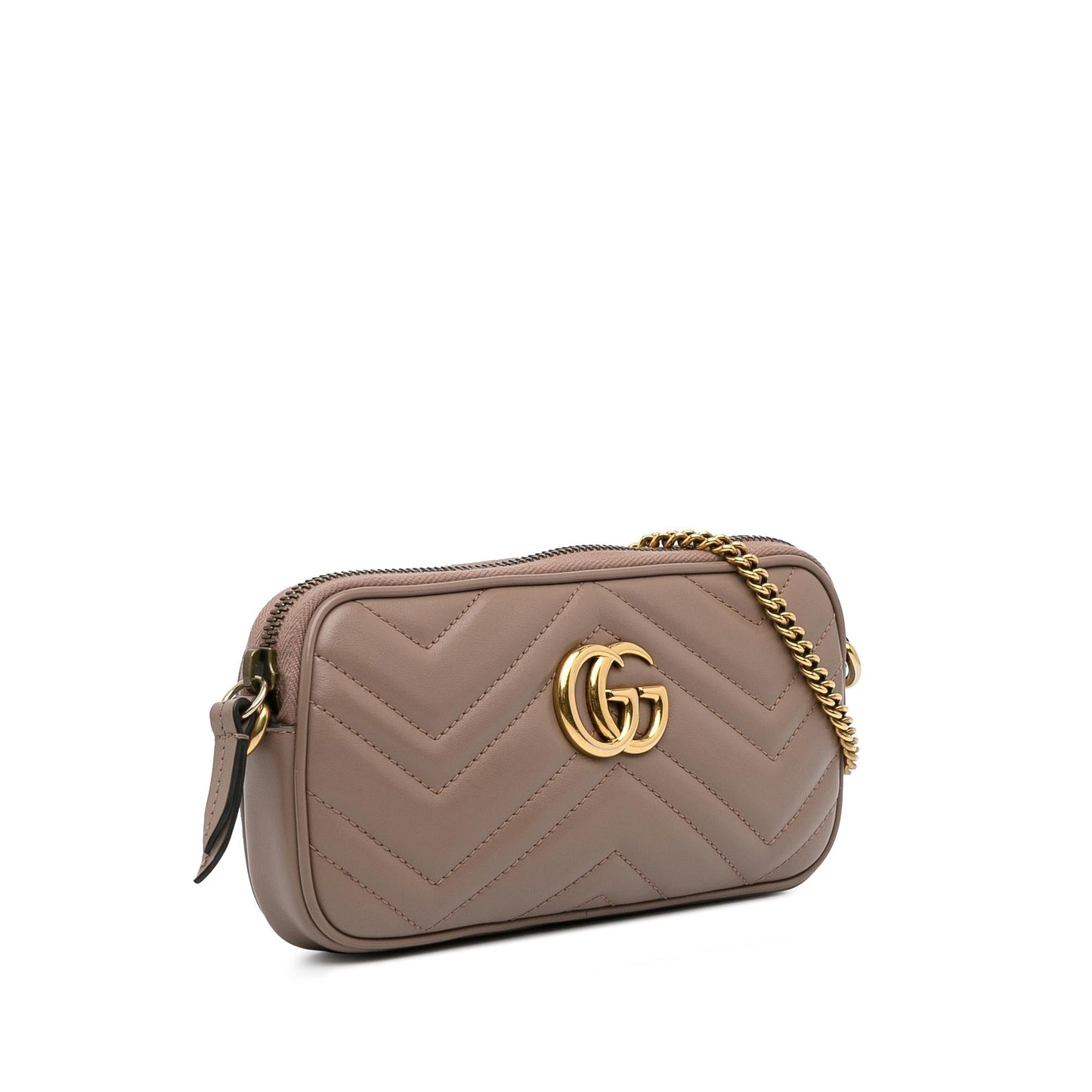 Gucci GG Marmont SHG-lhU1gO Matelasse Calf Brown Mini Crossbody Bag