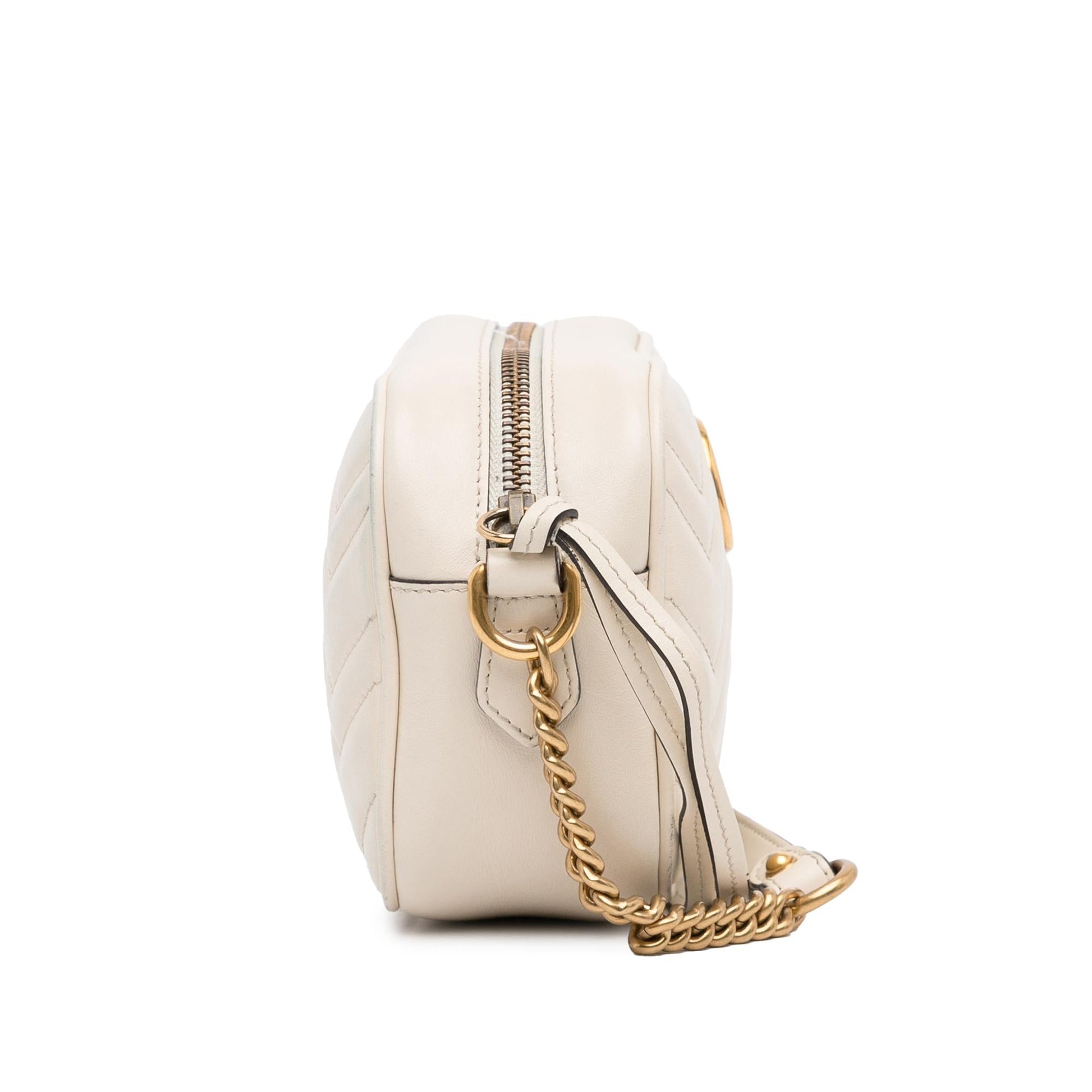Gucci GG Marmont SHG-Zpsdpz Matelasse Calf White Mini Crossbody Bag