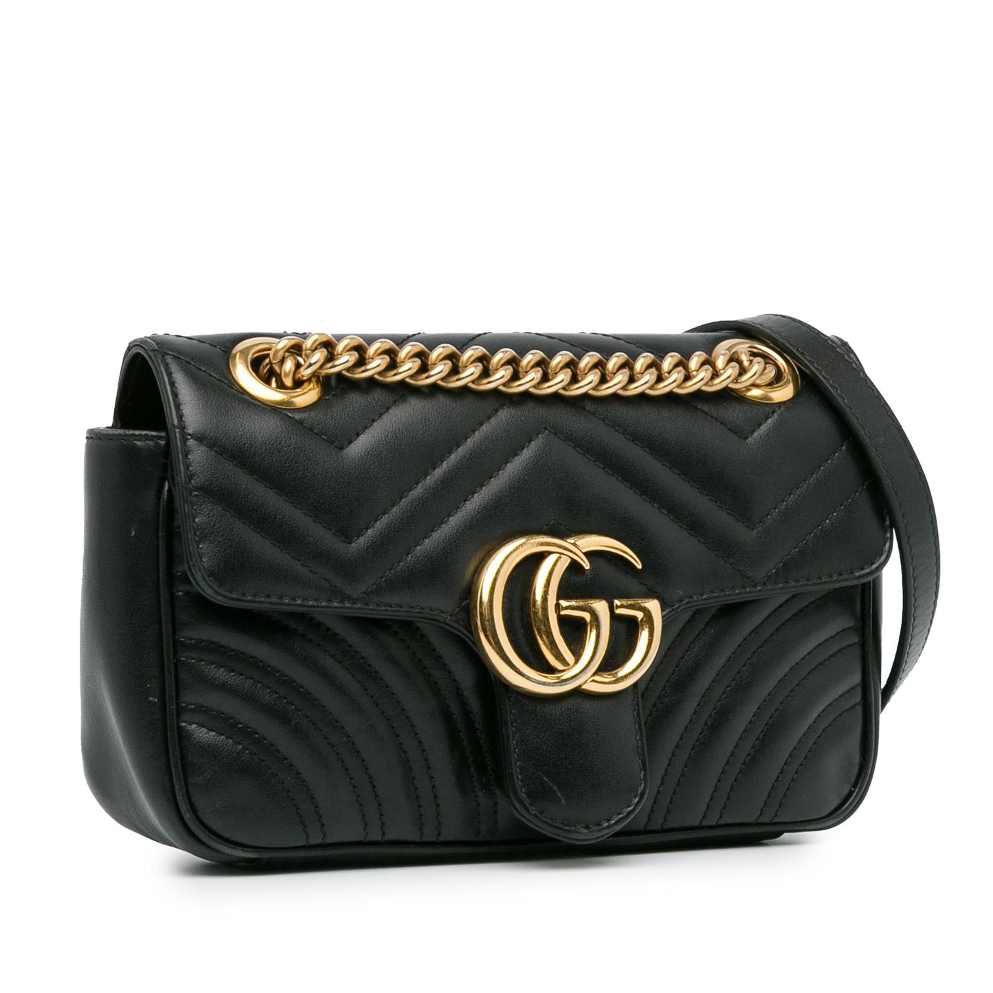 Gucci GG Marmont SHG-QNpQD1 Matelasse Calf Black Mini Crossbody Bag