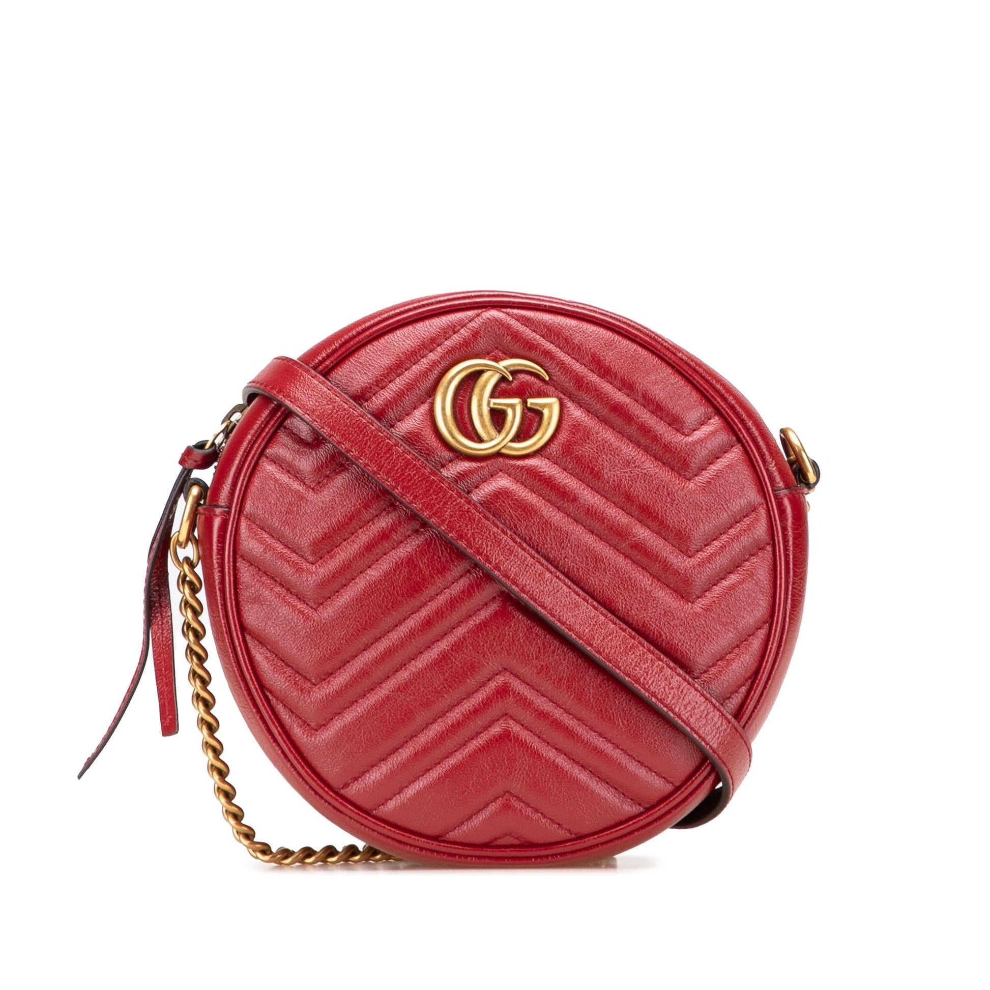 Gucci GG Marmont Round Matelasse Leather Mini Crossbody Bag