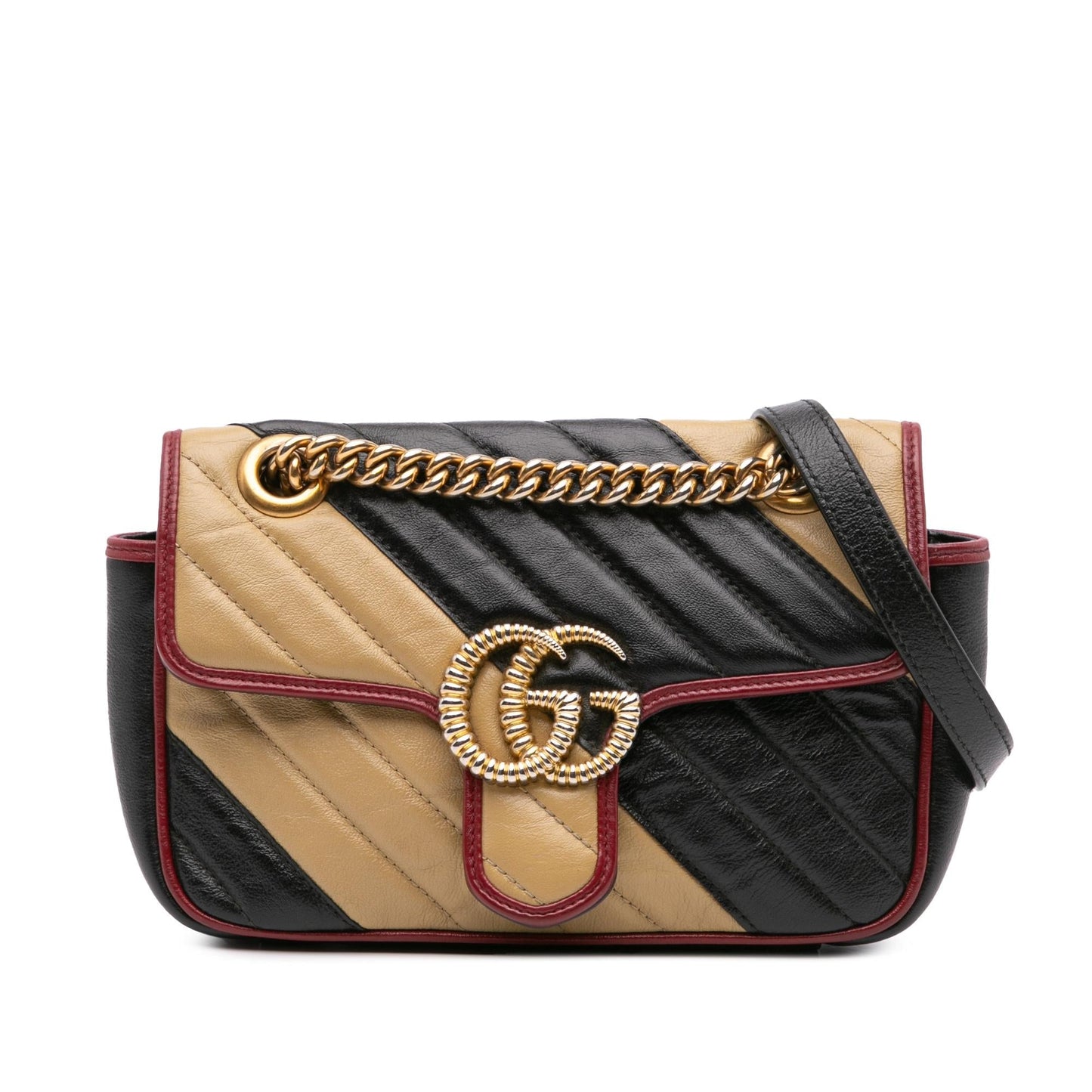 Gucci GG Marmont Torchon Flap Matelasse Leather Calf Black Crossbody Bag Crossbody 1
