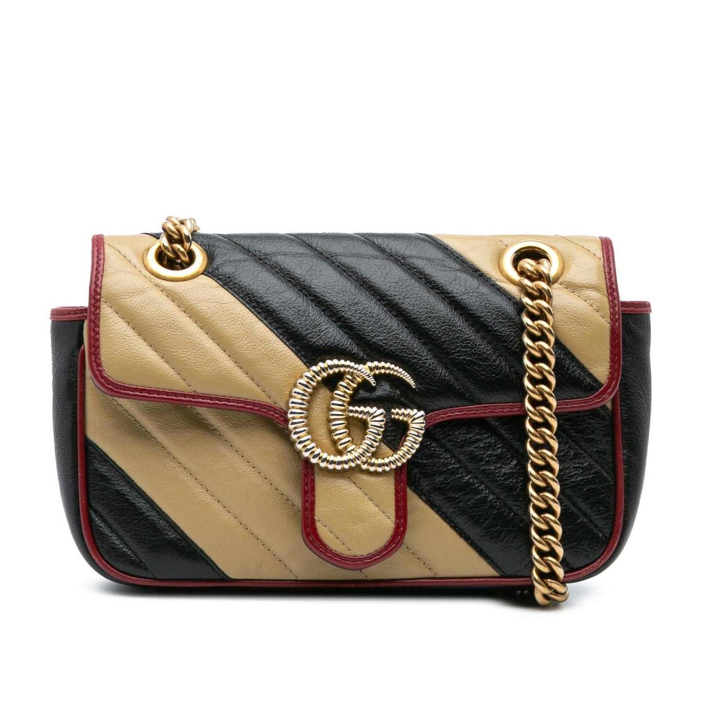 Gucci GG Marmont Torchon Flap Matelasse Leather Calf Black Crossbody Bag