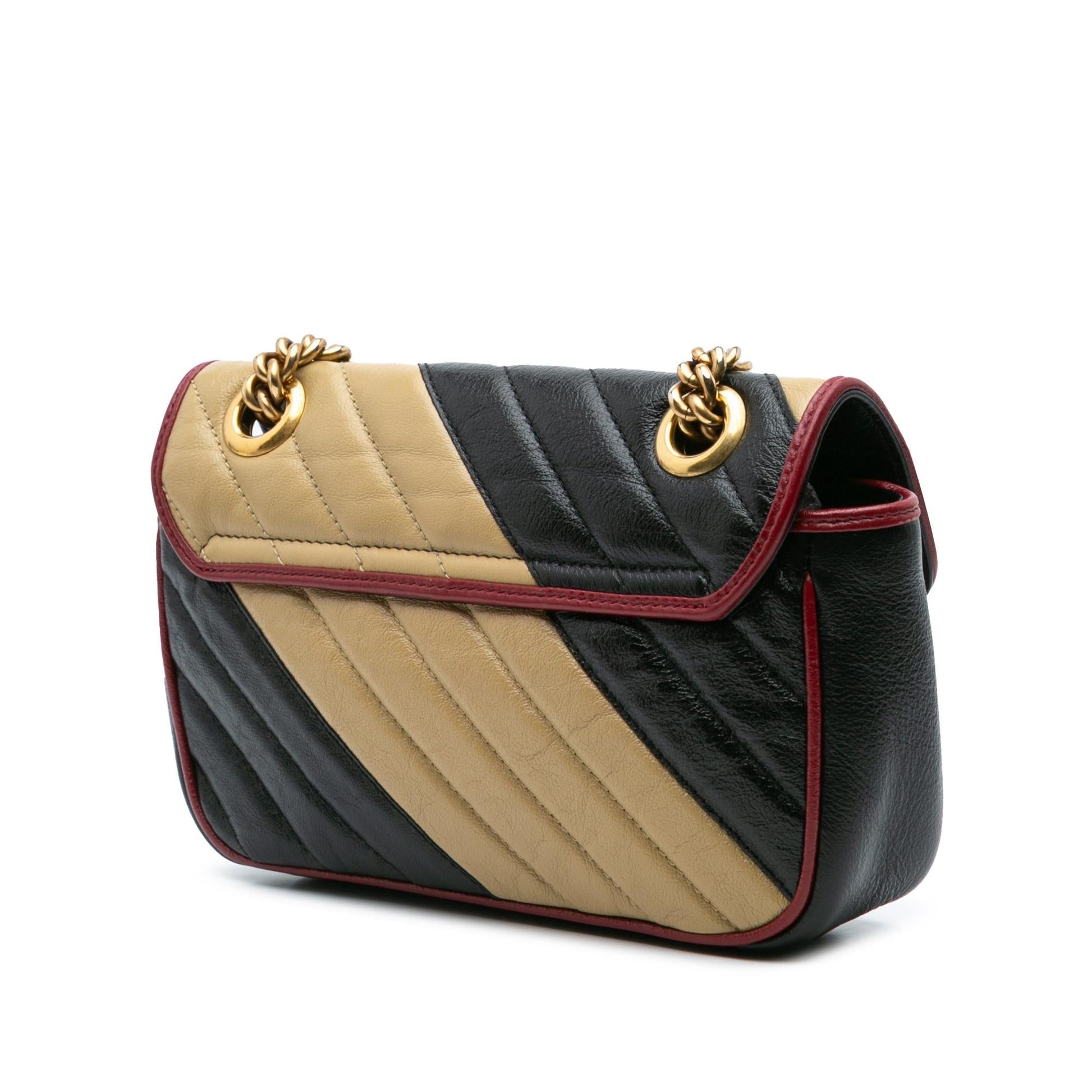 Gucci GG Marmont Torchon Flap Matelasse Leather Calf Black Crossbody Bag
