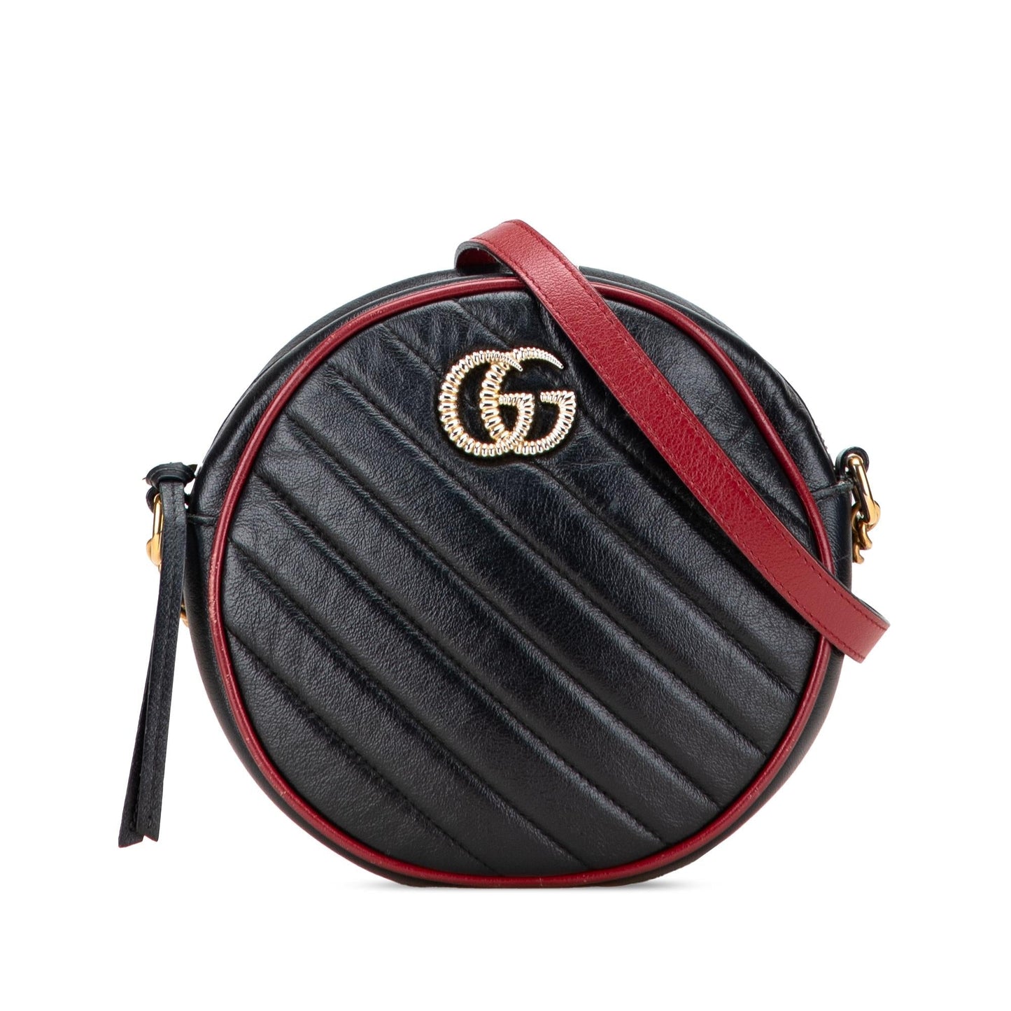 Gucci GG Marmont Torchon Round Matelasse Leather Mini Crossbody Bag Round Crossbody