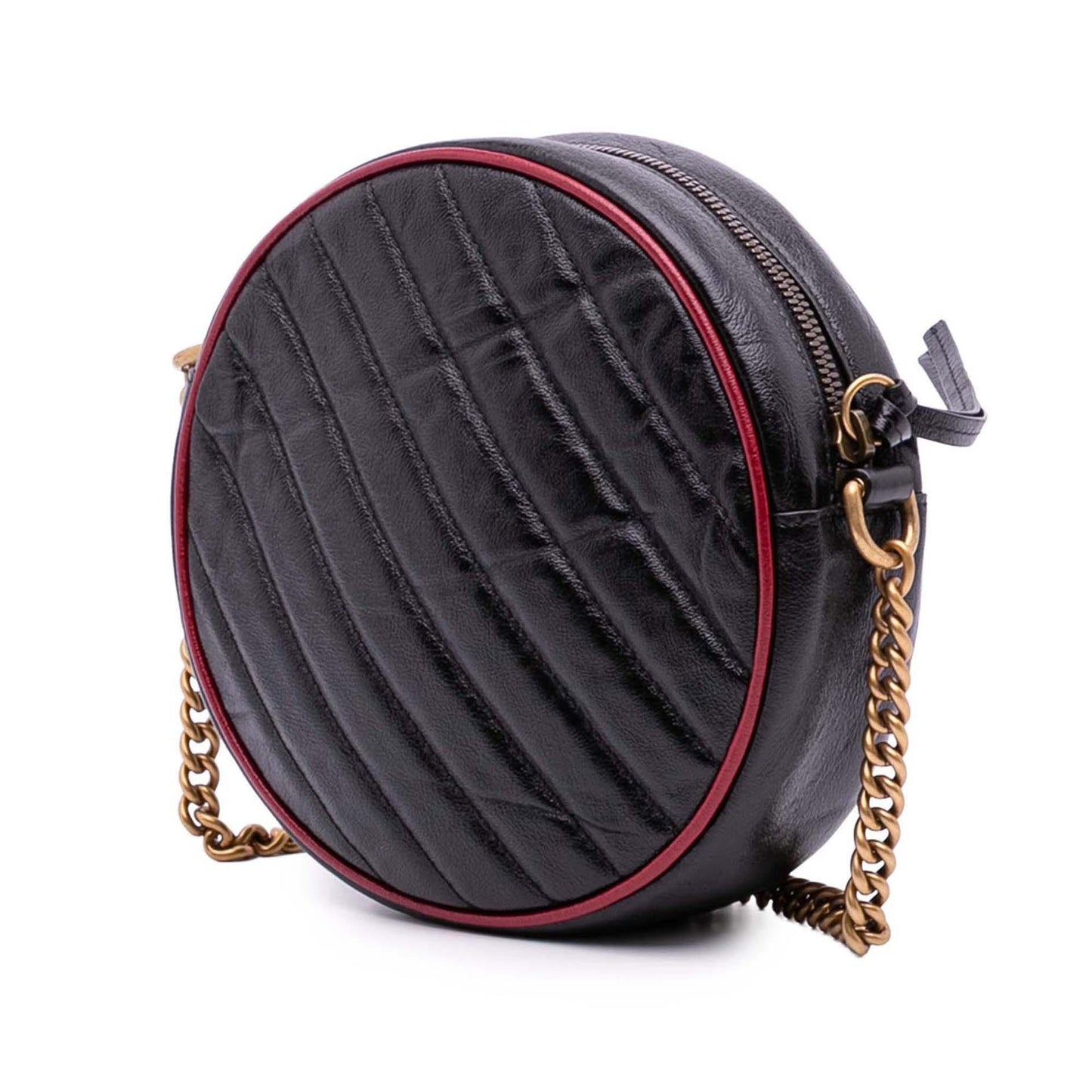 Gucci GG Marmont Torchon Round Matelasse Leather Mini Crossbody Bag