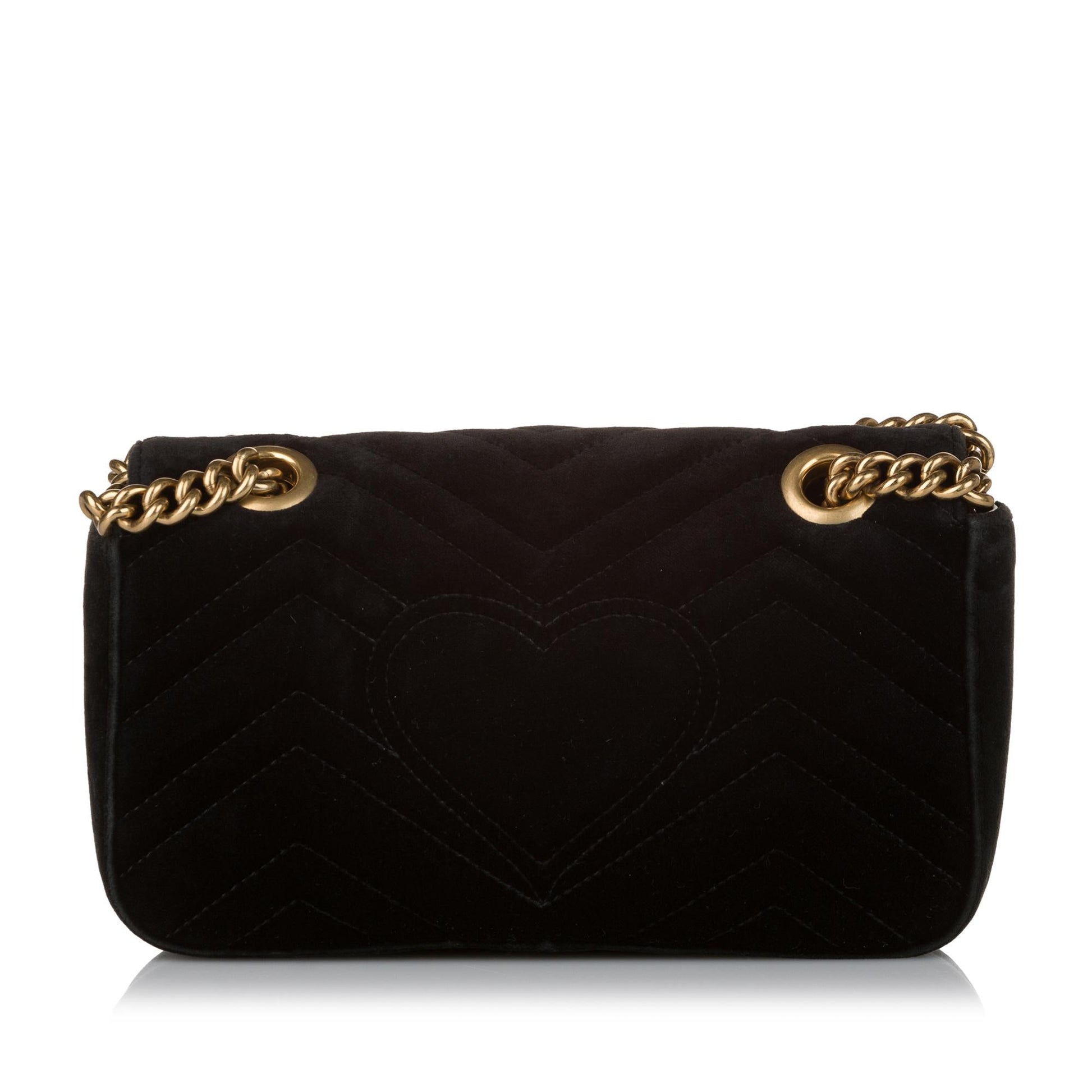 Gucci GG Marmont Velvet SHG Matelasse Black Mini Crossbody Bag