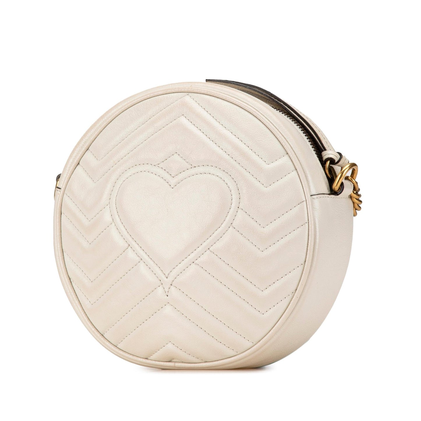 Gucci GG Marmont Round Leather Calf White Mini Crossbody Bag
