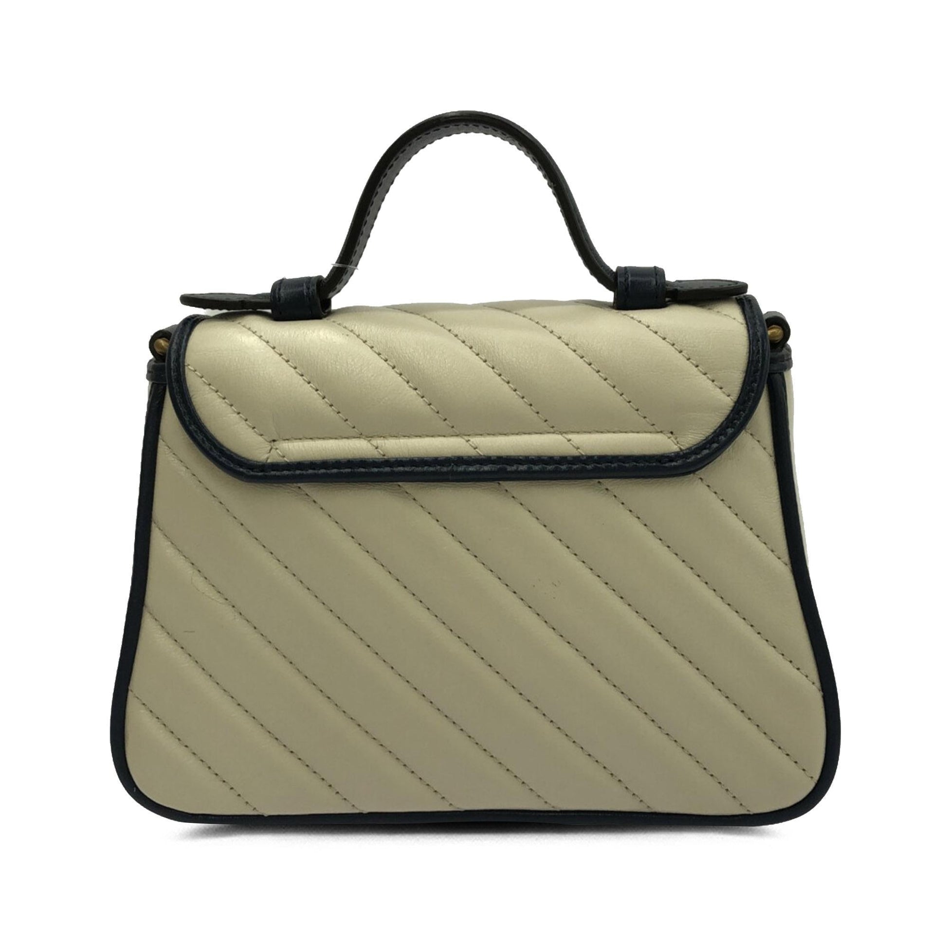 Gucci GG Marmont Top Handle SHG-iCLrcQ Calf Black White Mini Satchel Bag